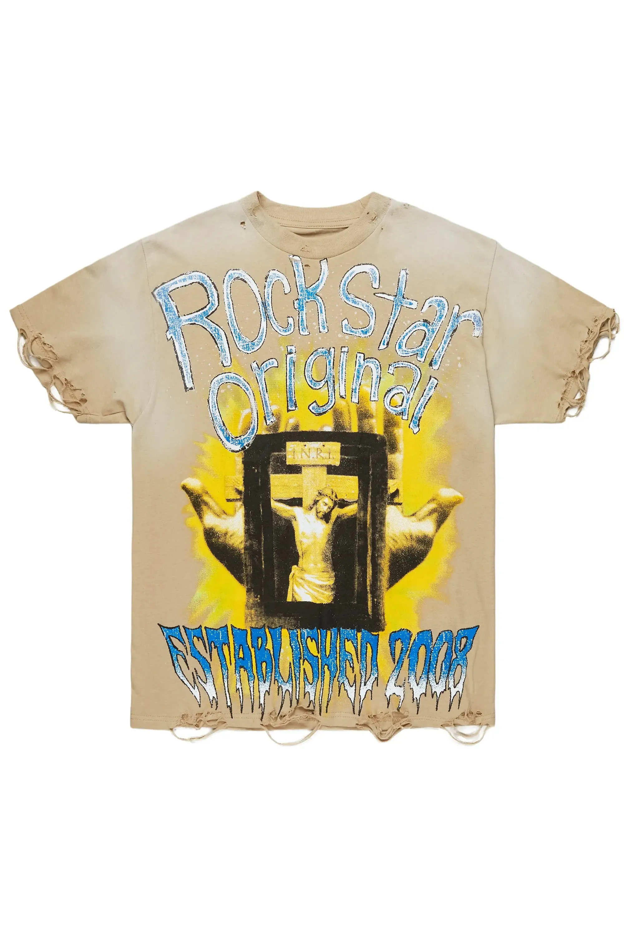 Saloso Beige Oversized Graphic T-Shirt sold by Rockstar Original