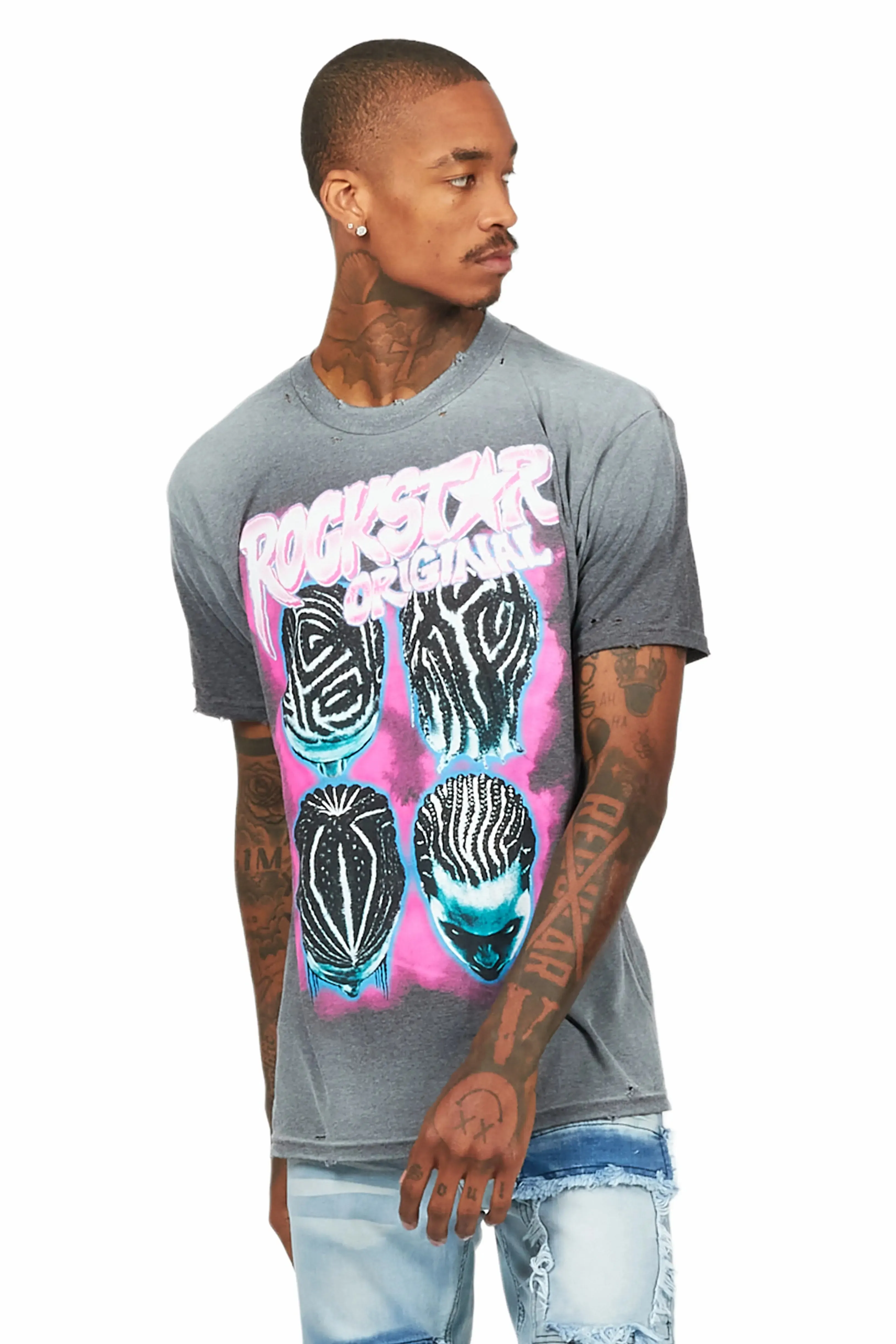 Barber Heather Charcoal Graphic T-Shirt sold by Rockstar Original product image thumbnail 4