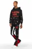 Scottie Black/Red Paint Splatter Hoodie/Stacked Flare Pant Set sold by Rockstar Original