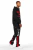 Scottie Black/Red Paint Splatter Hoodie/Stacked Flare Pant Set sold by Rockstar Original