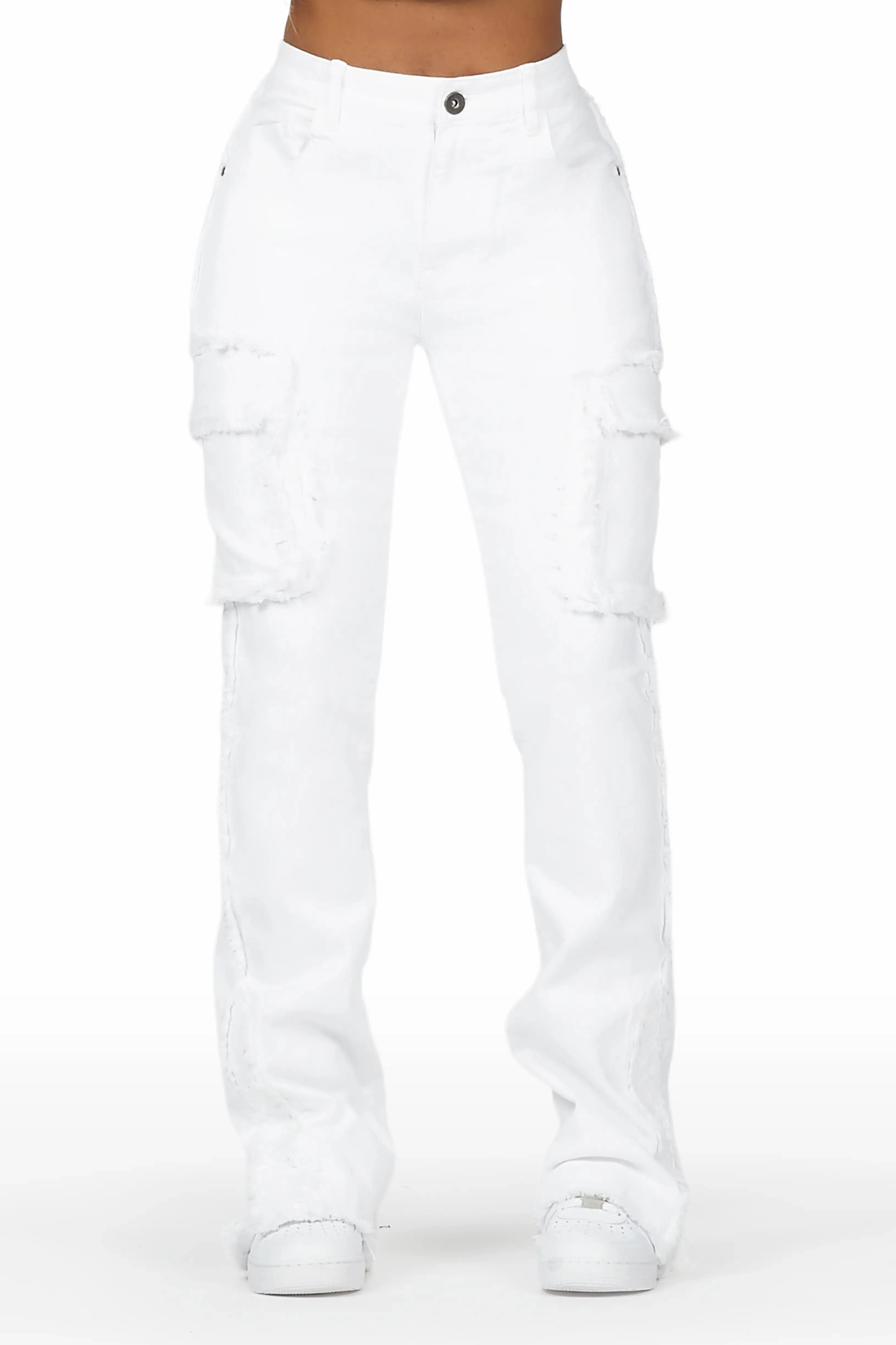 Kassidy White Stacked Flare Jean sold by Rockstar Original