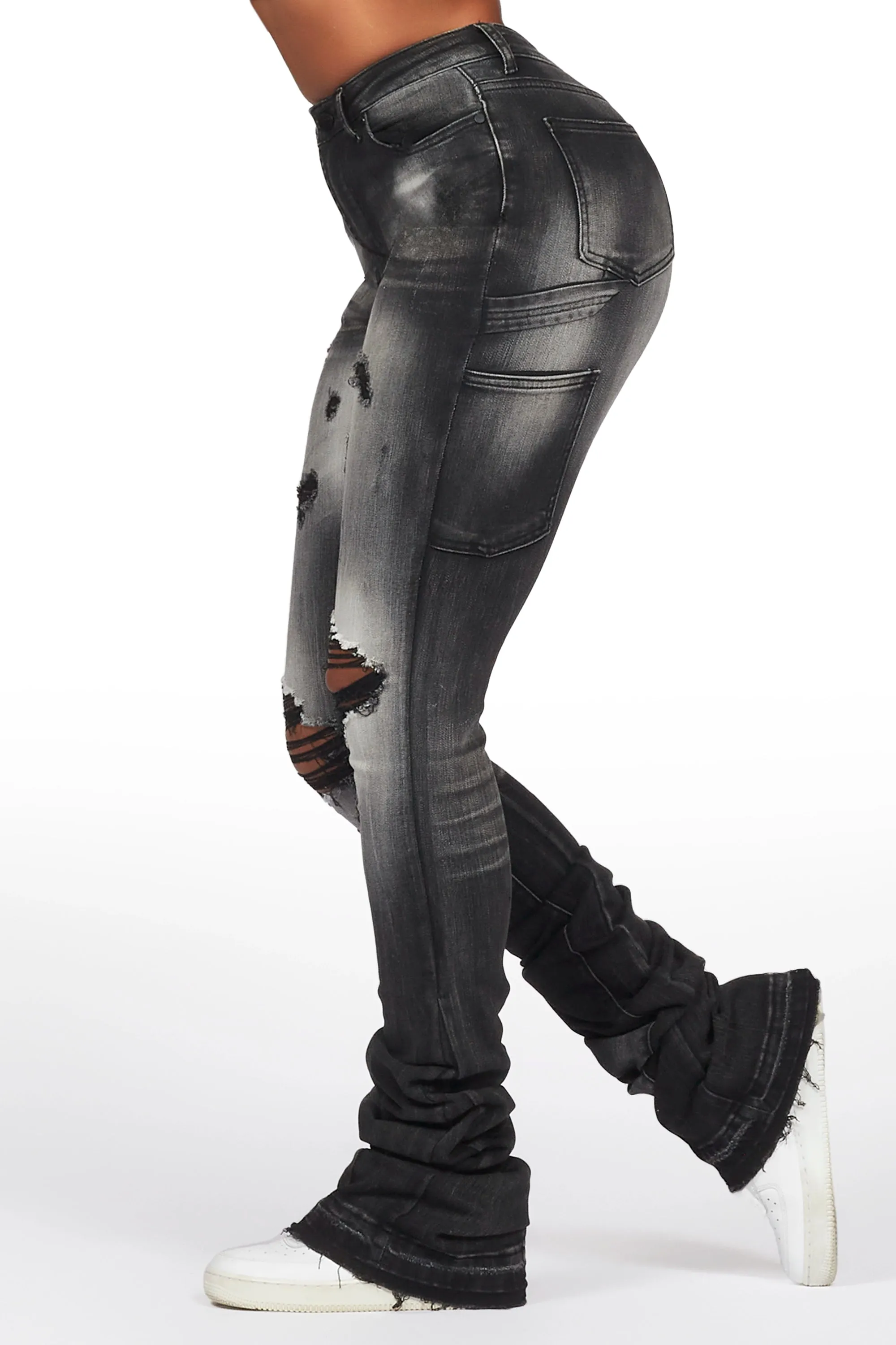 Ashlee Grey Wash Super Stacked Jean sold by Rockstar Original