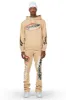 Draven Tan Hoodie/Stacked Flare Track Pant Set sold by Rockstar Original