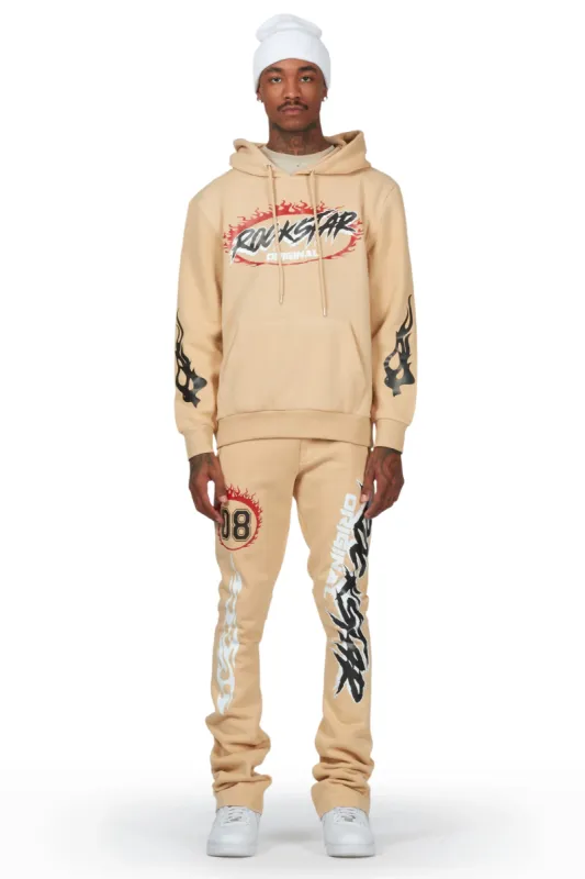 Draven Tan Hoodie/Stacked Flare Track Pant Set sold by Rockstar Original