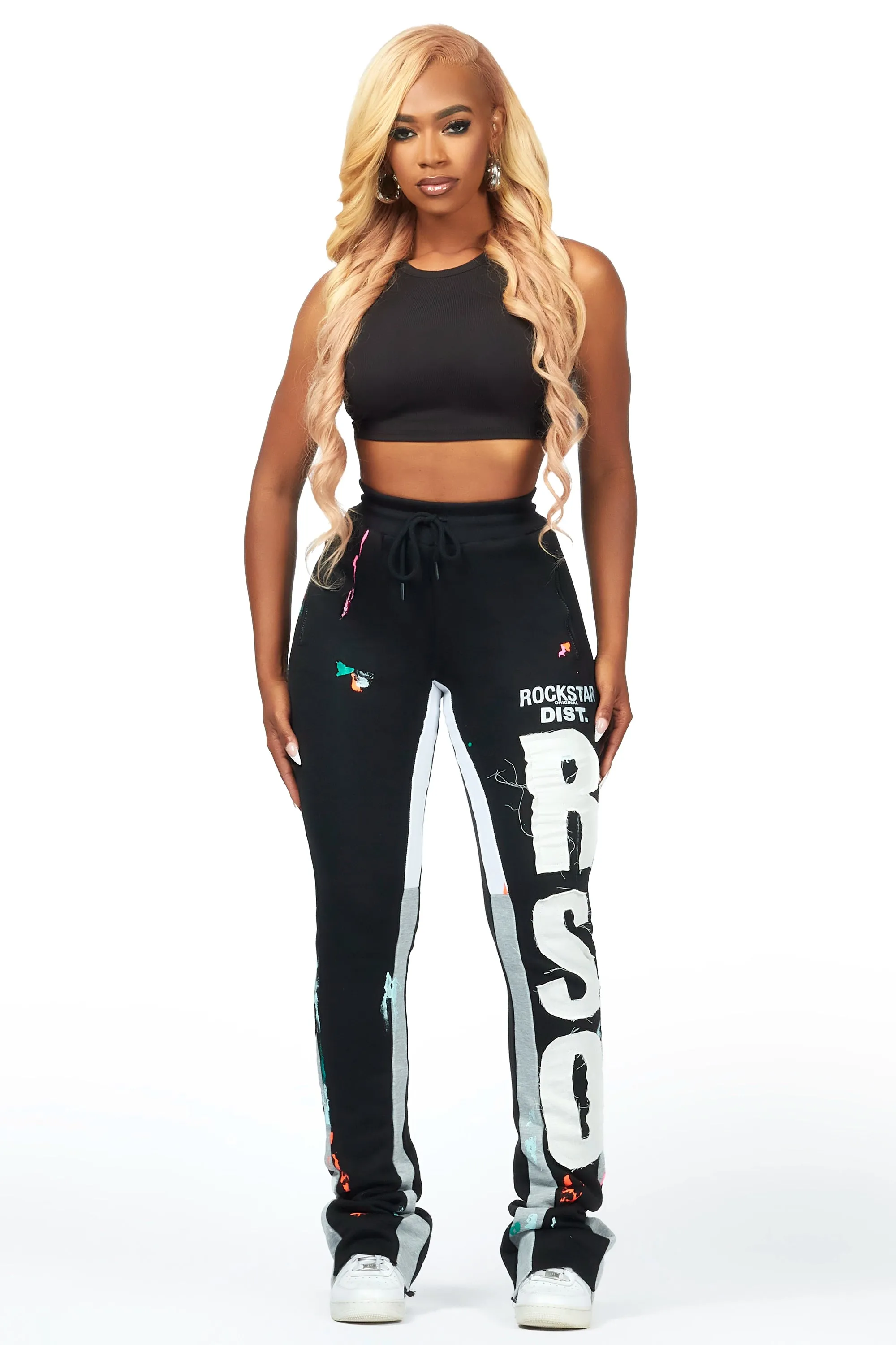 Toriauna Black Stacked Track Pant sold by Rockstar Original product image thumbnail 3