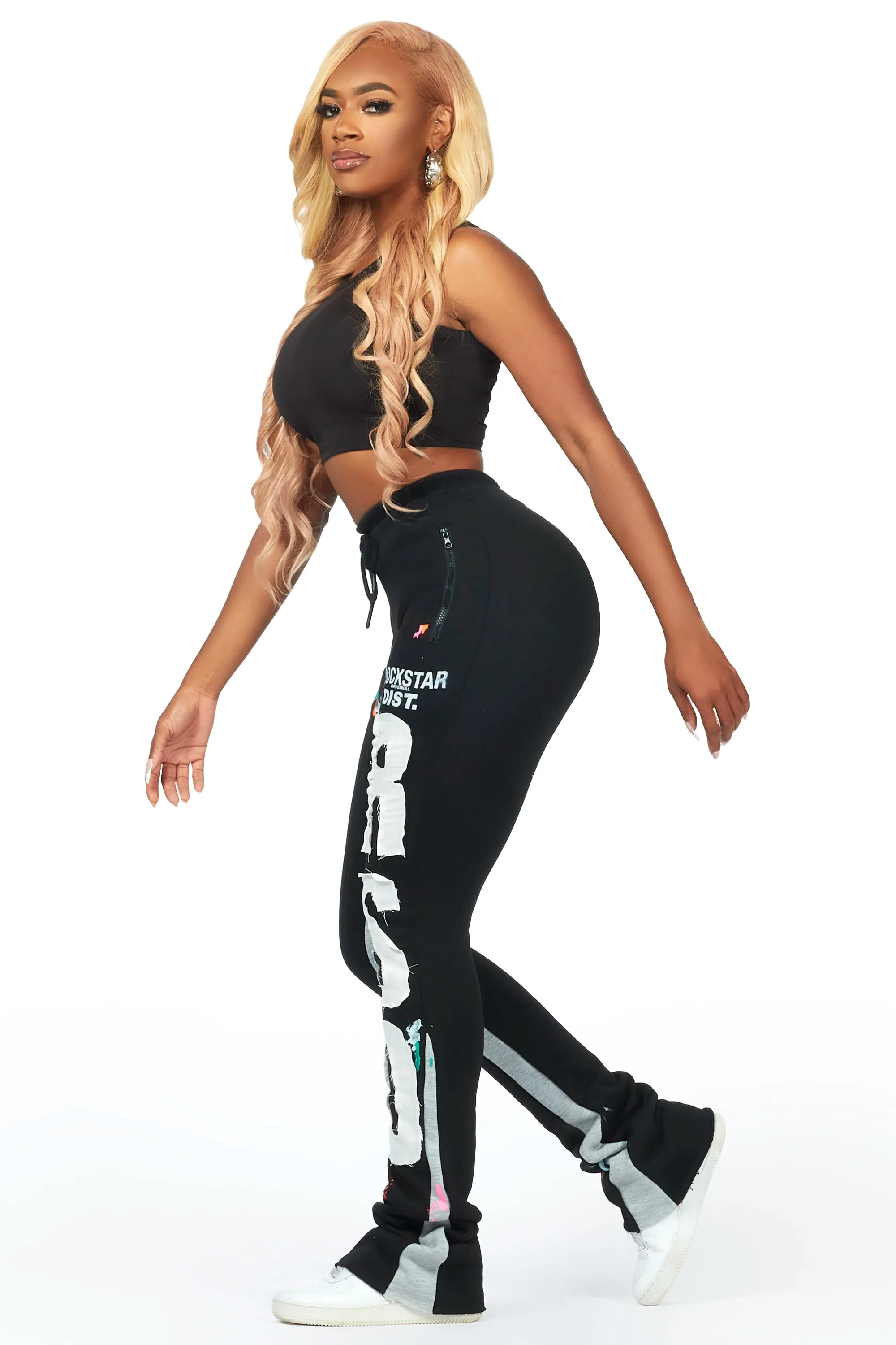 Toriauna Black Stacked Track Pant sold by Rockstar Original product image thumbnail 2