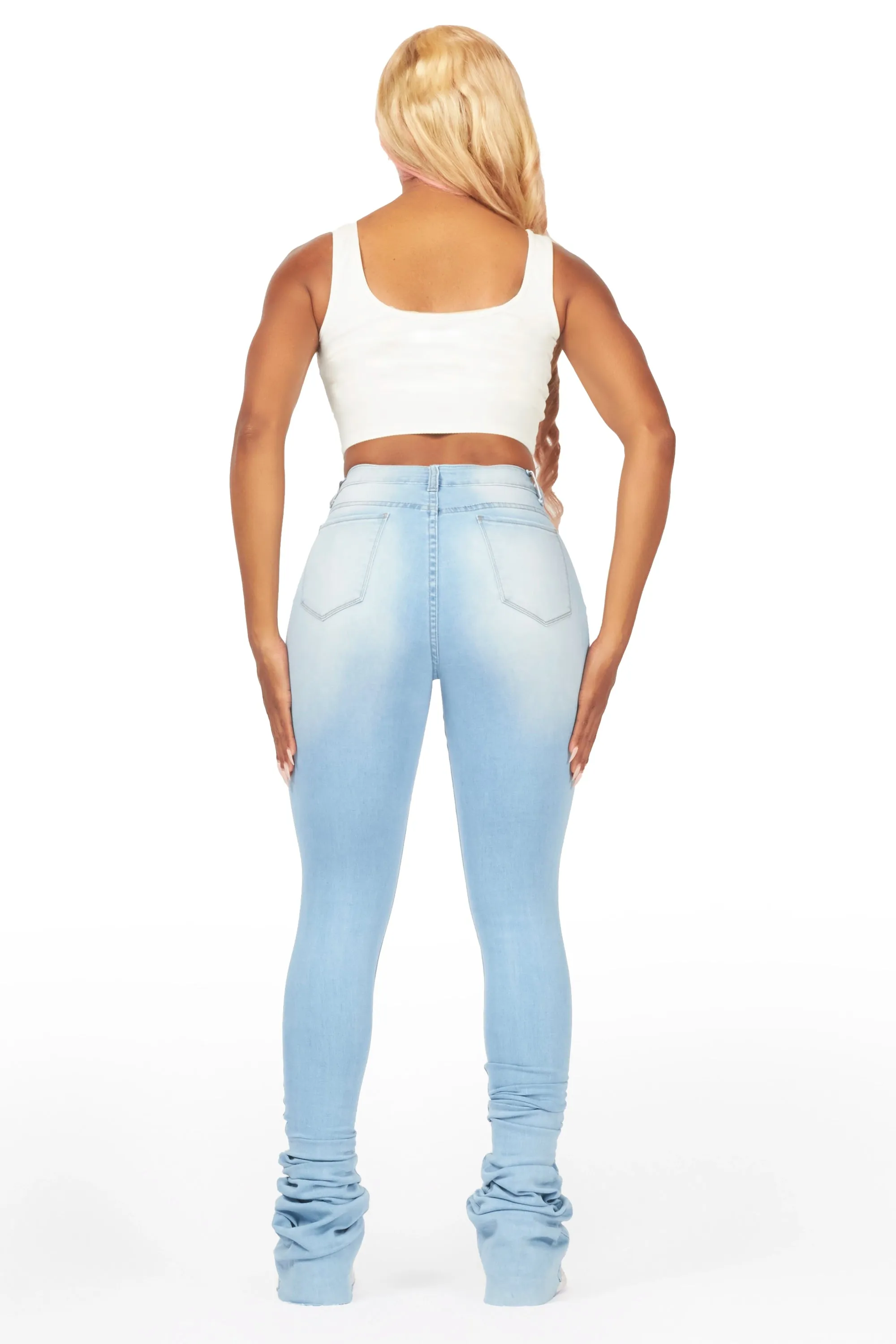 Zania Light Wash Distressed Super Stacked Jean sold by Rockstar Original product image thumbnail 5