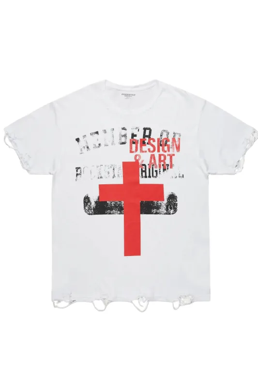 Jahan White Oversized Graphic T-Shirt sold by Rockstar Original