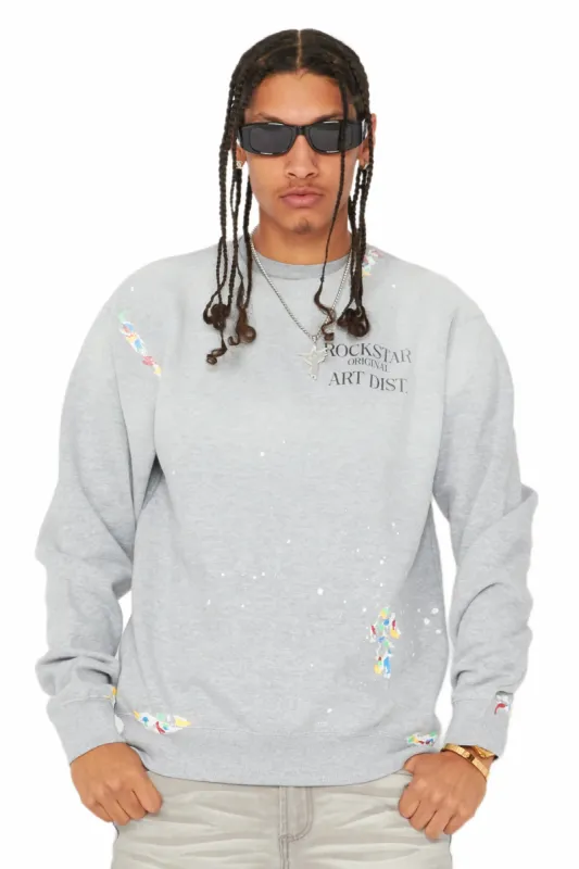 Rockstar Art Dist Heather Grey Crewneck sold by Rockstar Original