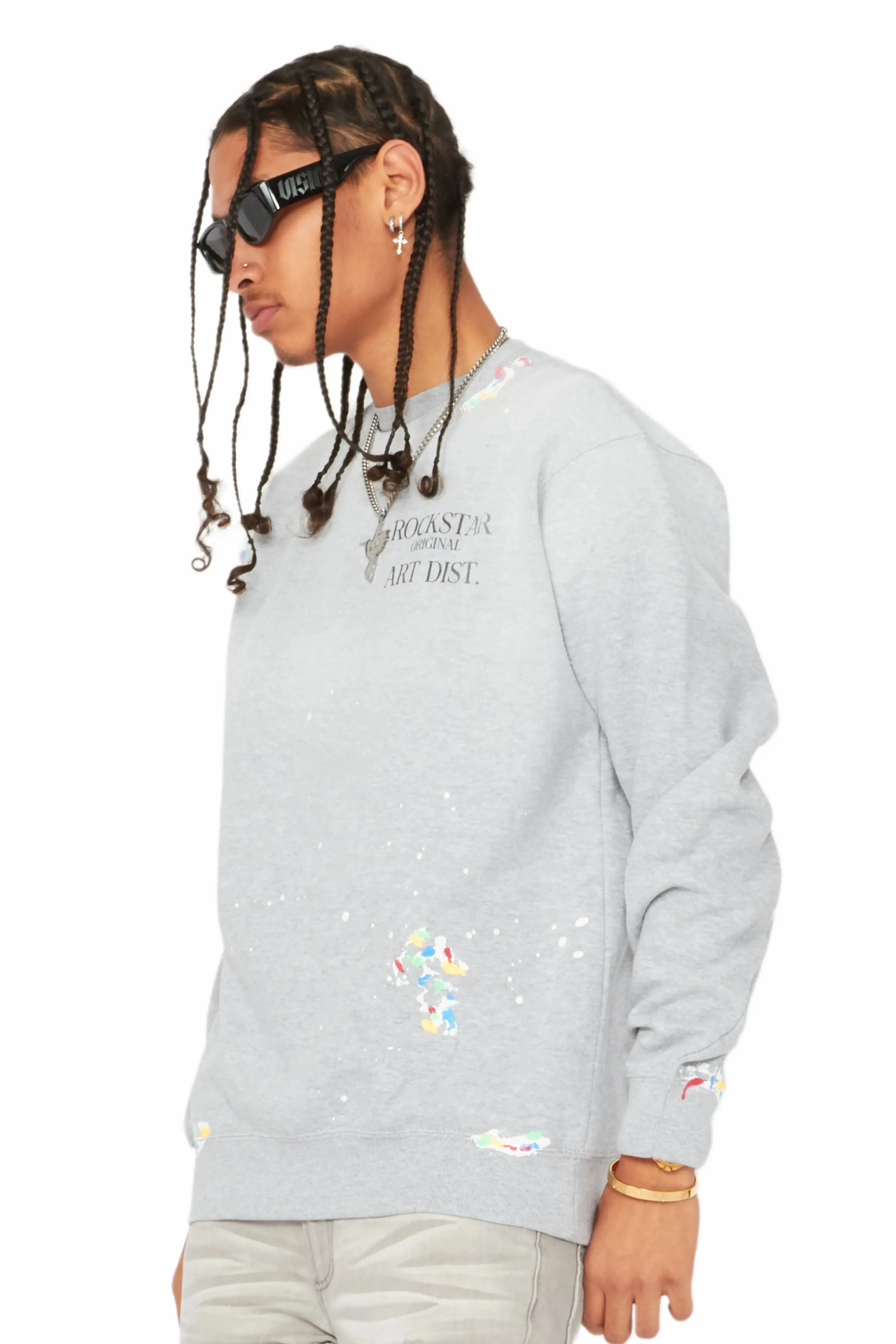 Rockstar Art Dist Heather Grey Crewneck sold by Rockstar Original product image thumbnail 2
