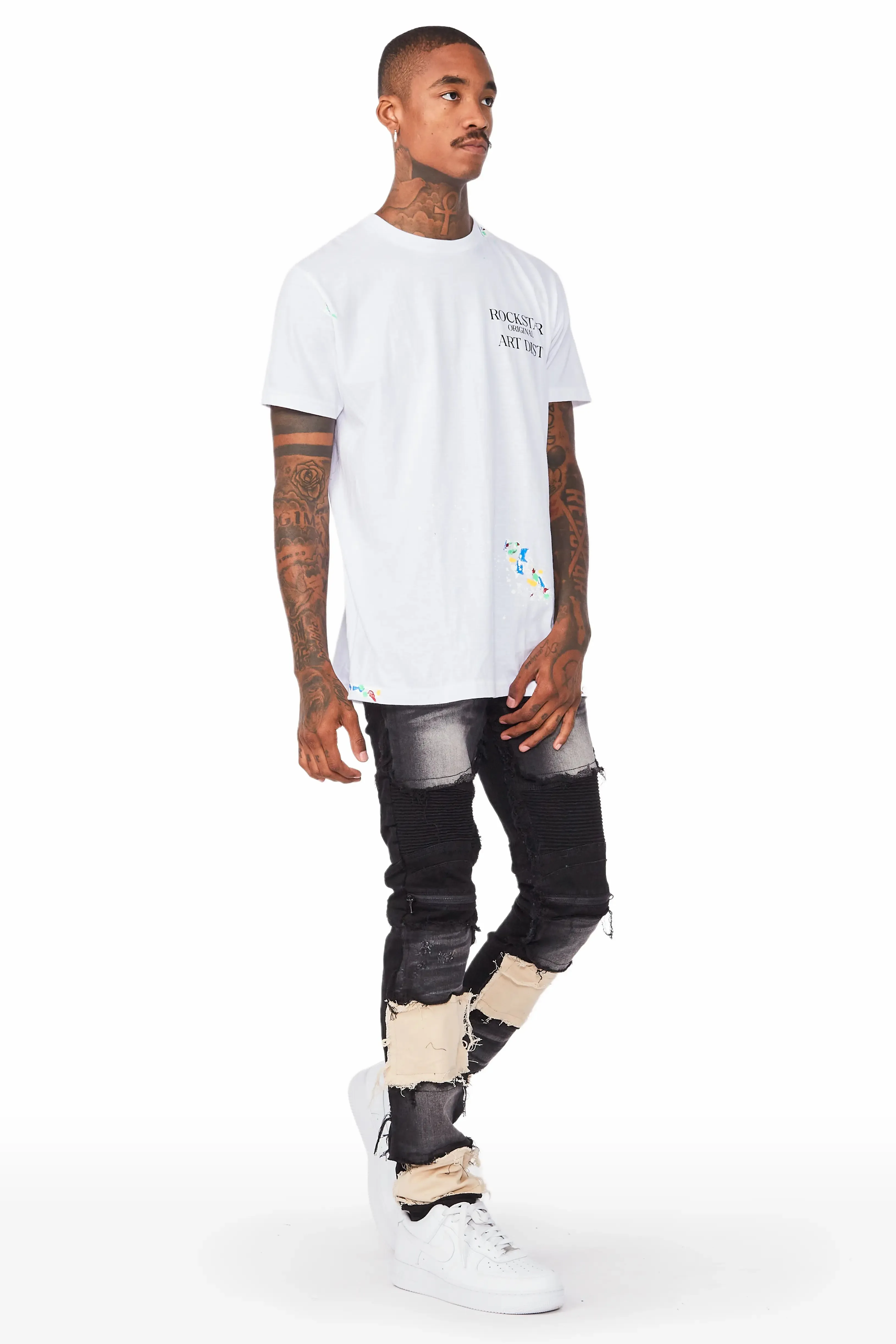 Edric Black Patchwork Biker Jean sold by Rockstar Original product image thumbnail 5