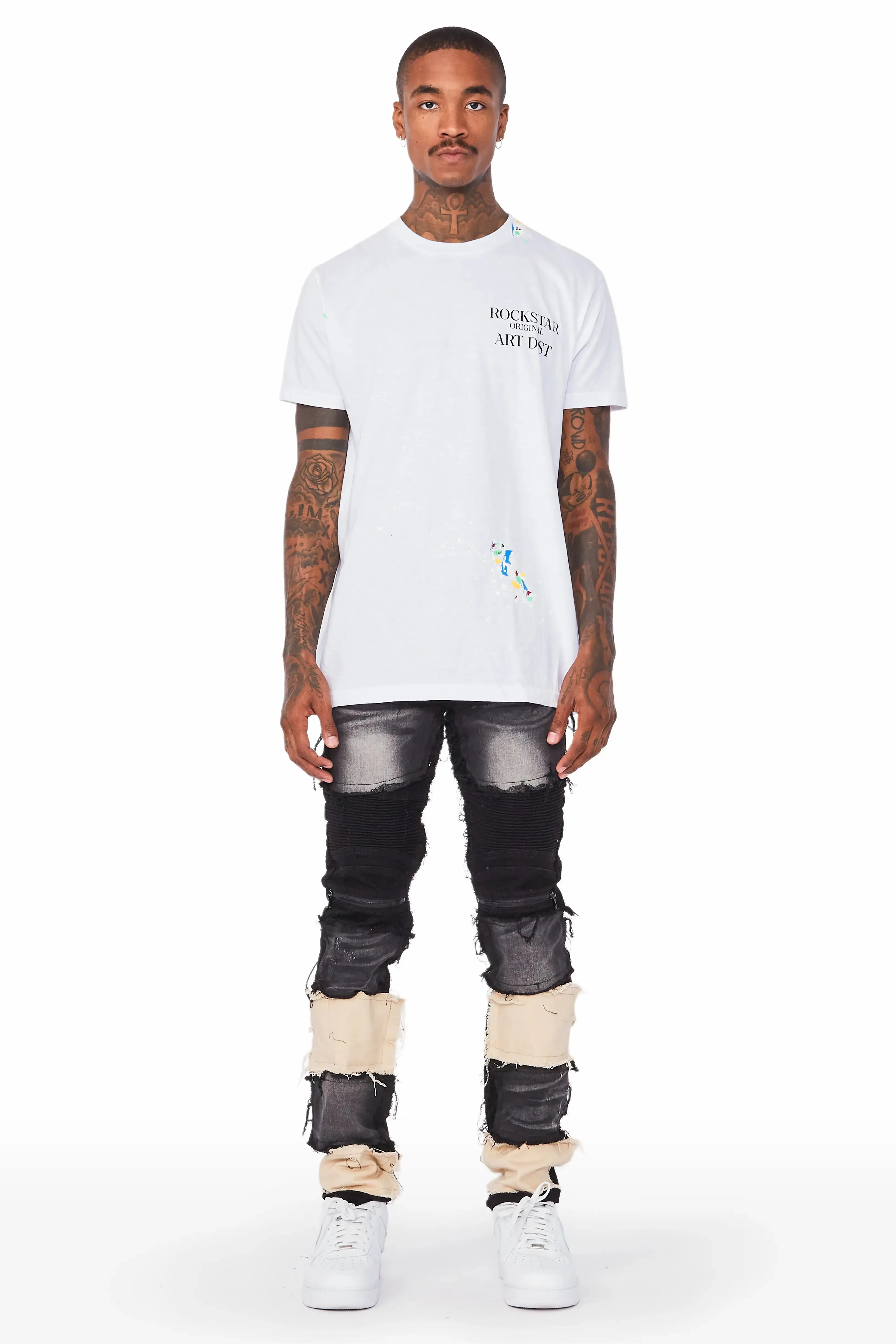 Edric Black Patchwork Biker Jean sold by Rockstar Original product image thumbnail 2