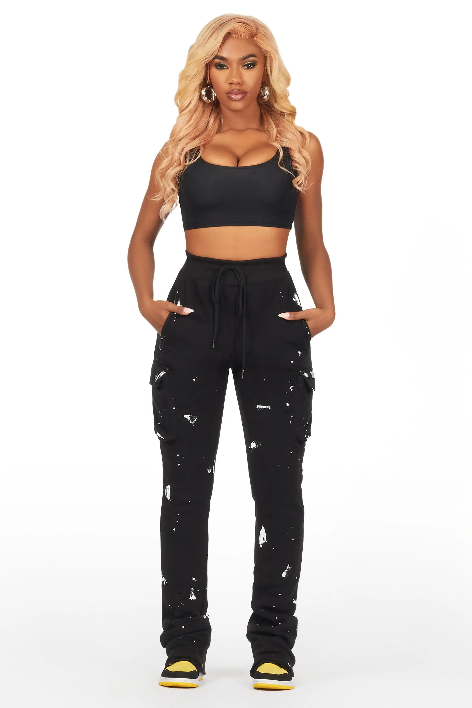 Antonia Black Cargo Stacked Track Pant sold by Rockstar Original product image thumbnail 5