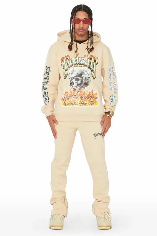 Alistair Beige Slim Fit Track Set sold by Rockstar Original