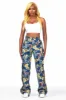 Darresha Blue Floral Tapestry Stacked Pant sold by Rockstar Original