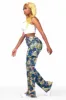 Darresha Blue Floral Tapestry Stacked Pant sold by Rockstar Original