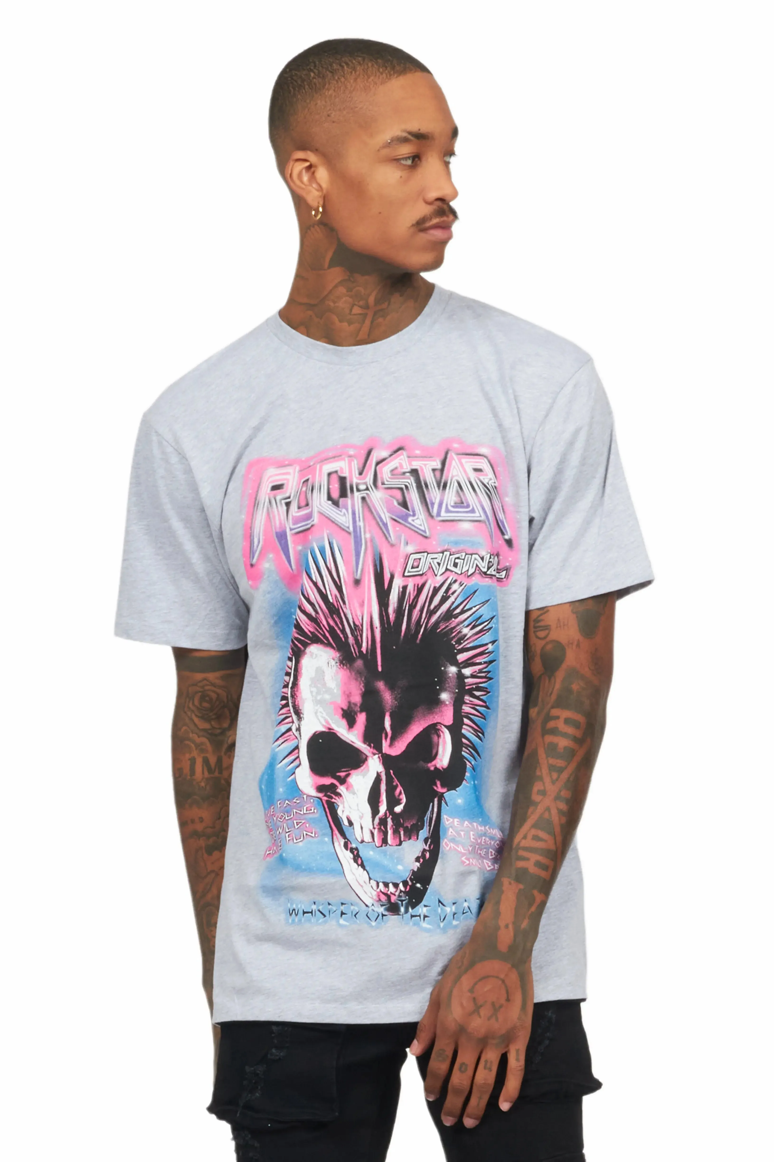 Obern Heather Grey Graphic T-Shirt sold by Rockstar Original