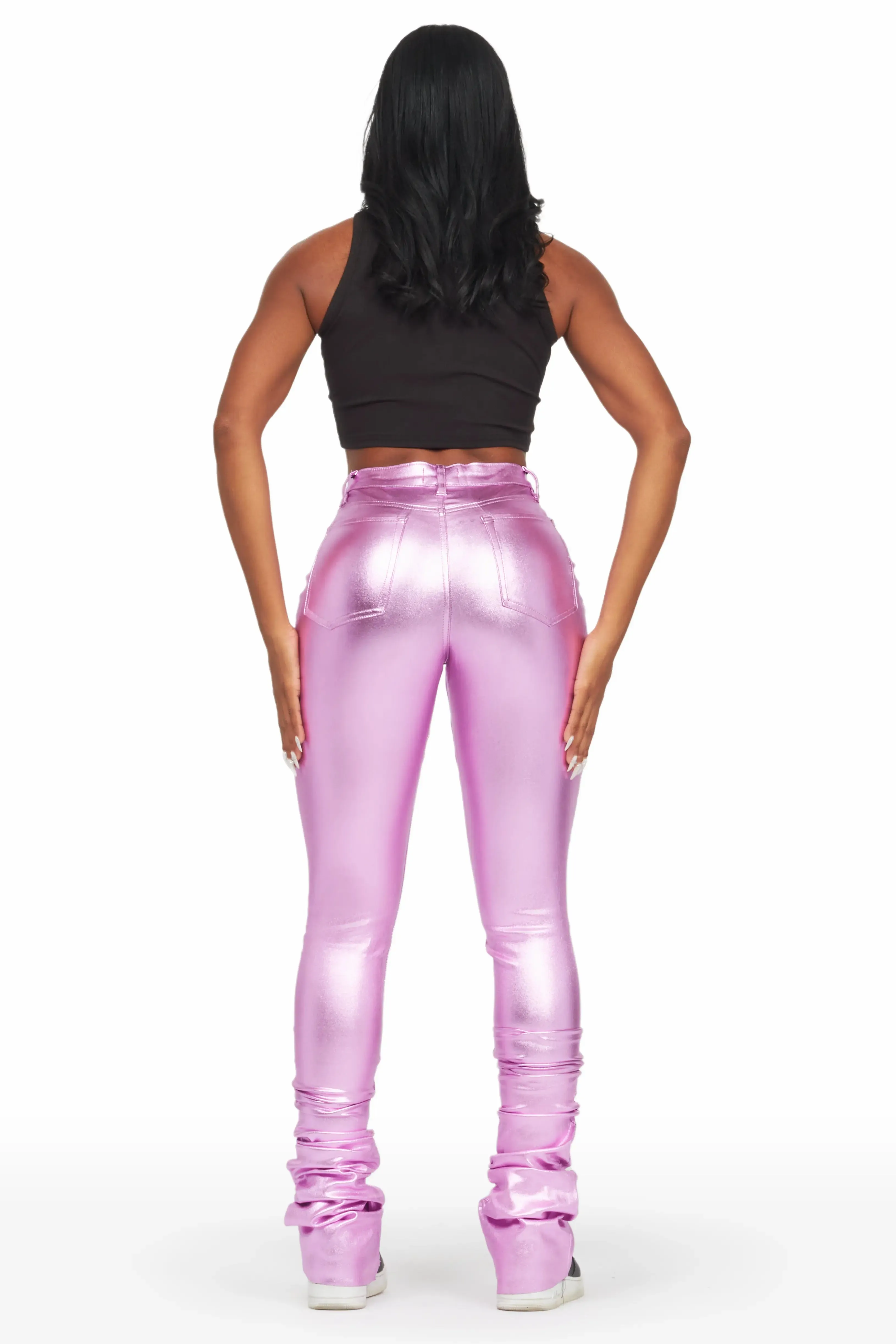 Keyonna Metallic Purple PU Super Stacked Pant sold by Rockstar Original product image thumbnail 5
