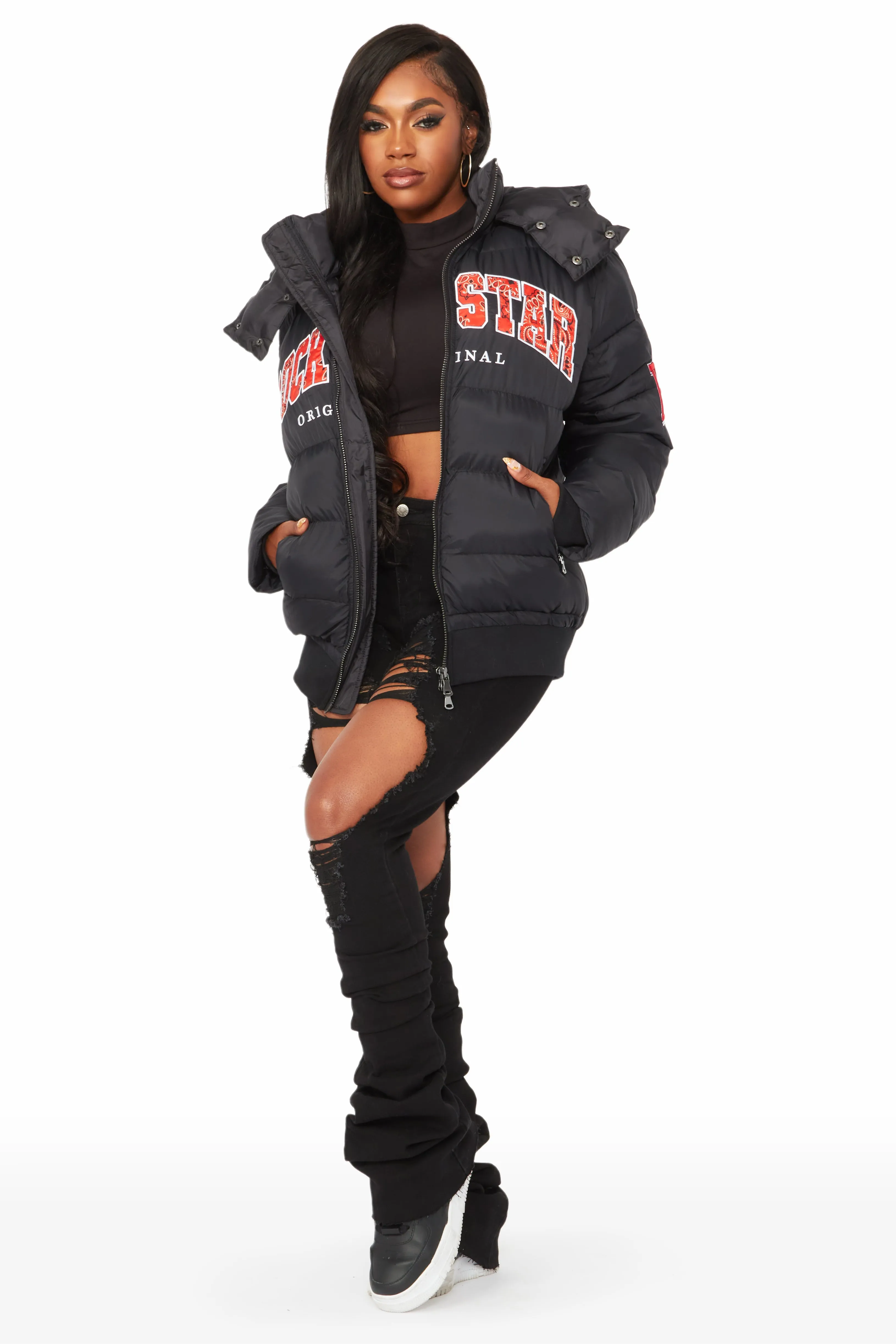 Latoya Black Oversized Puffer Jacket sold by Rockstar Original product image thumbnail 3