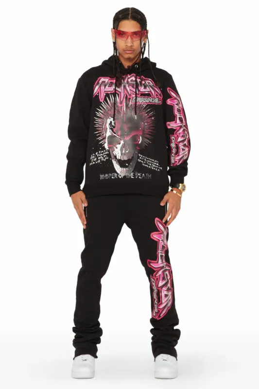 Obern Black Super Stacked Flare Track Pant Set sold by Rockstar Original
