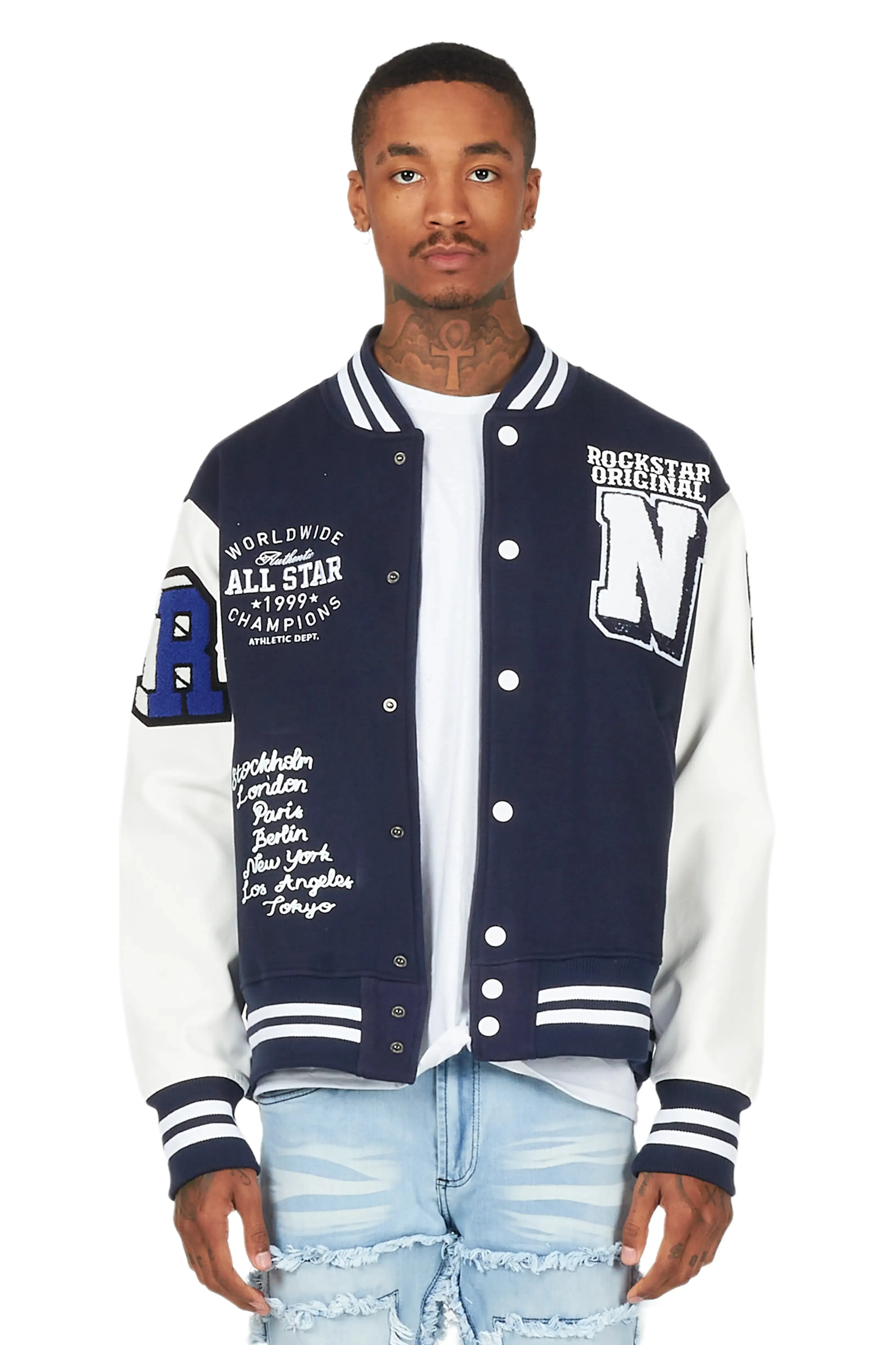 Palta Navy Varsity Jacket sold by Rockstar Original