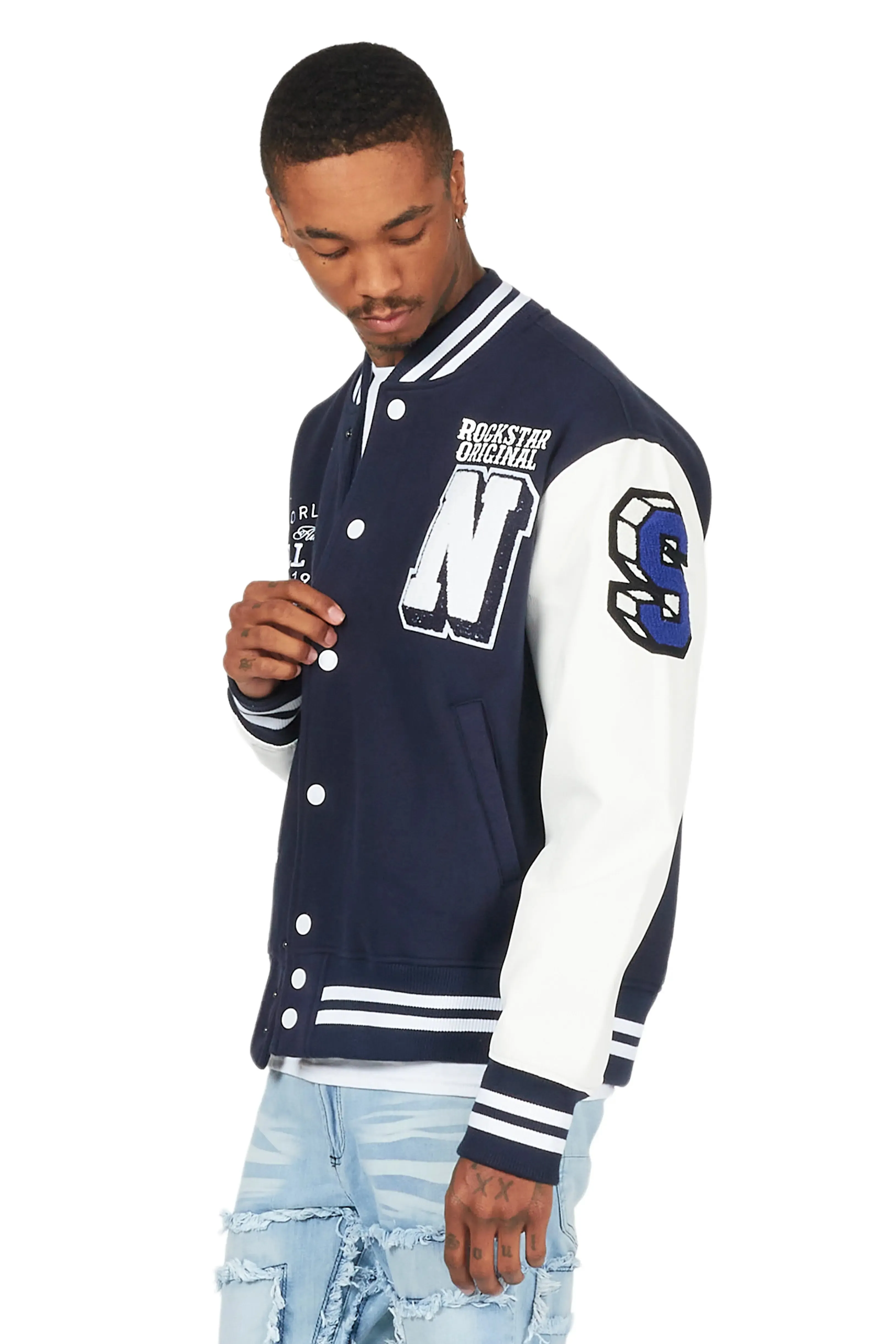 Palta Navy Varsity Jacket sold by Rockstar Original product image thumbnail 5