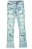 Jadin Blue Painter Stacked Flare Jean sold by Rockstar Original