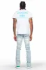 Jadin Blue Painter Stacked Flare Jean sold by Rockstar Original