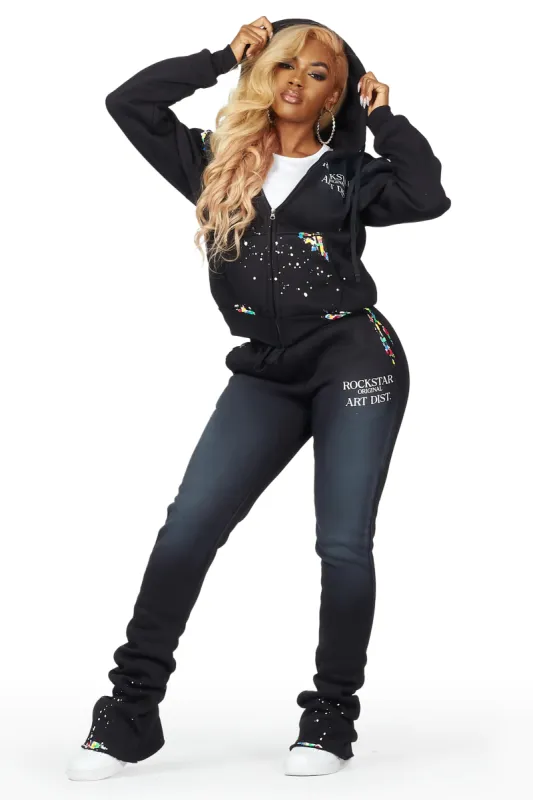 Tanazia Black Zip Up Super Stacked Trackset sold by Rockstar Original