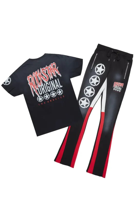 Wizzurd Black T-Shirt/Stacked Flare Pant Set sold by Rockstar Original
