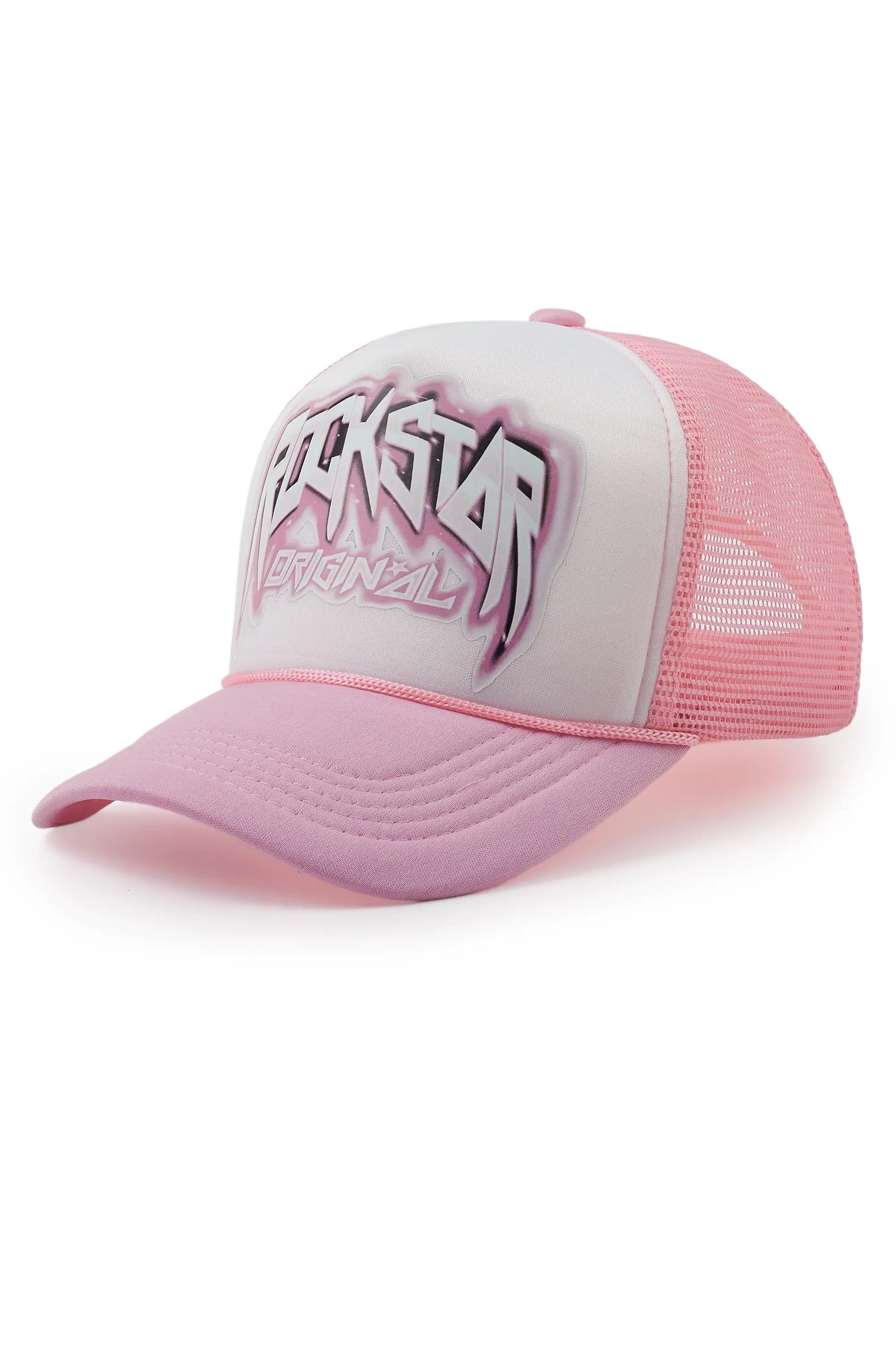 Gangsta White/Light Pink Trucker Hat sold by Rockstar Original product image thumbnail 2
