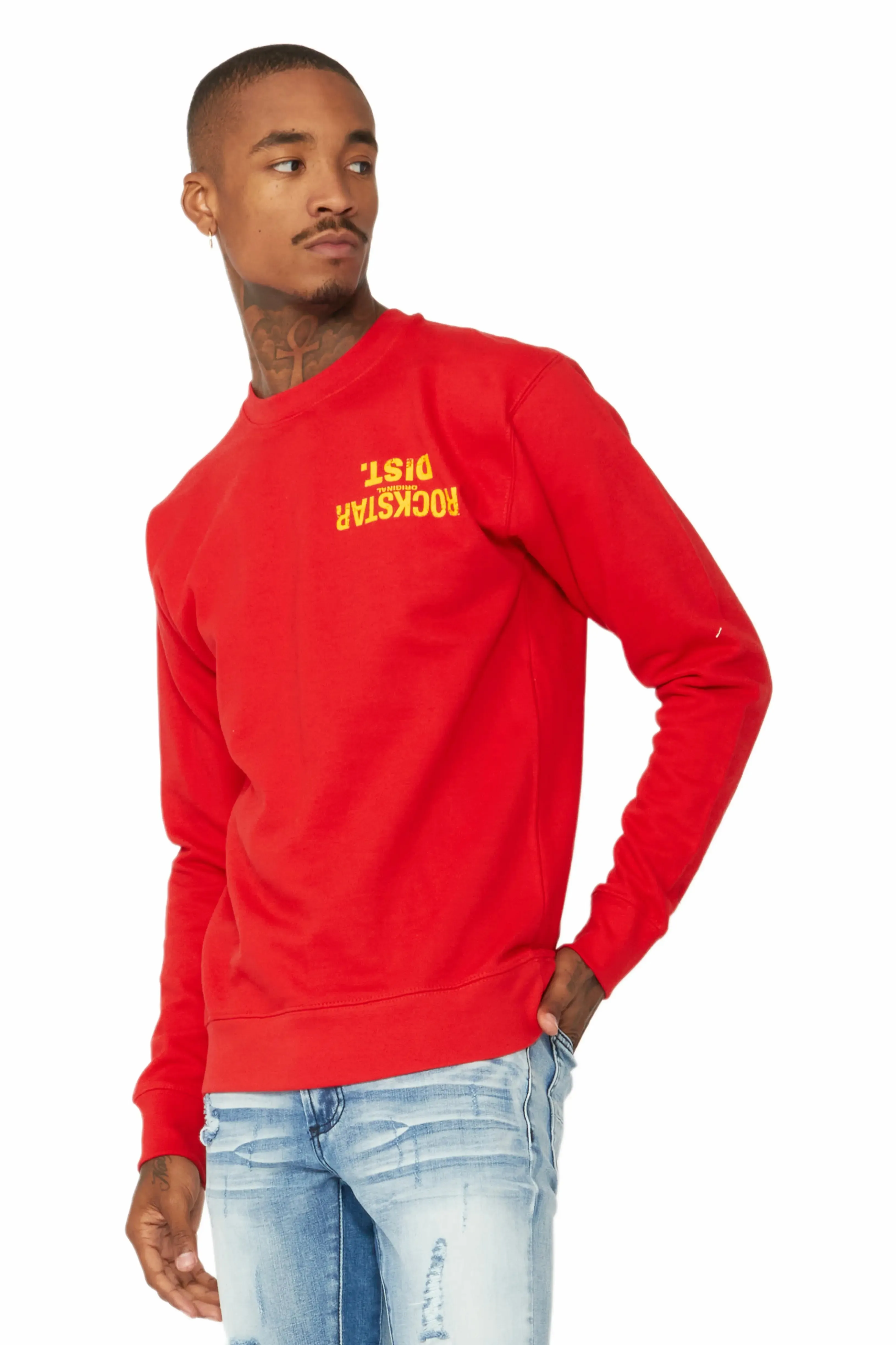 Dist. Town Red/Yellow Graphic Crewneck sold by Rockstar Original product image thumbnail 4