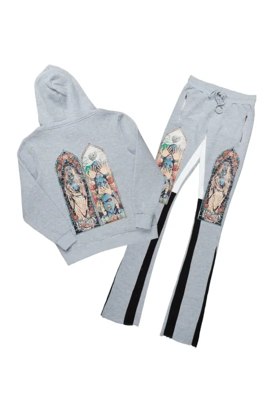 Ewan Heather Grey Super Stacked Flare Track Set sold by Rockstar Original