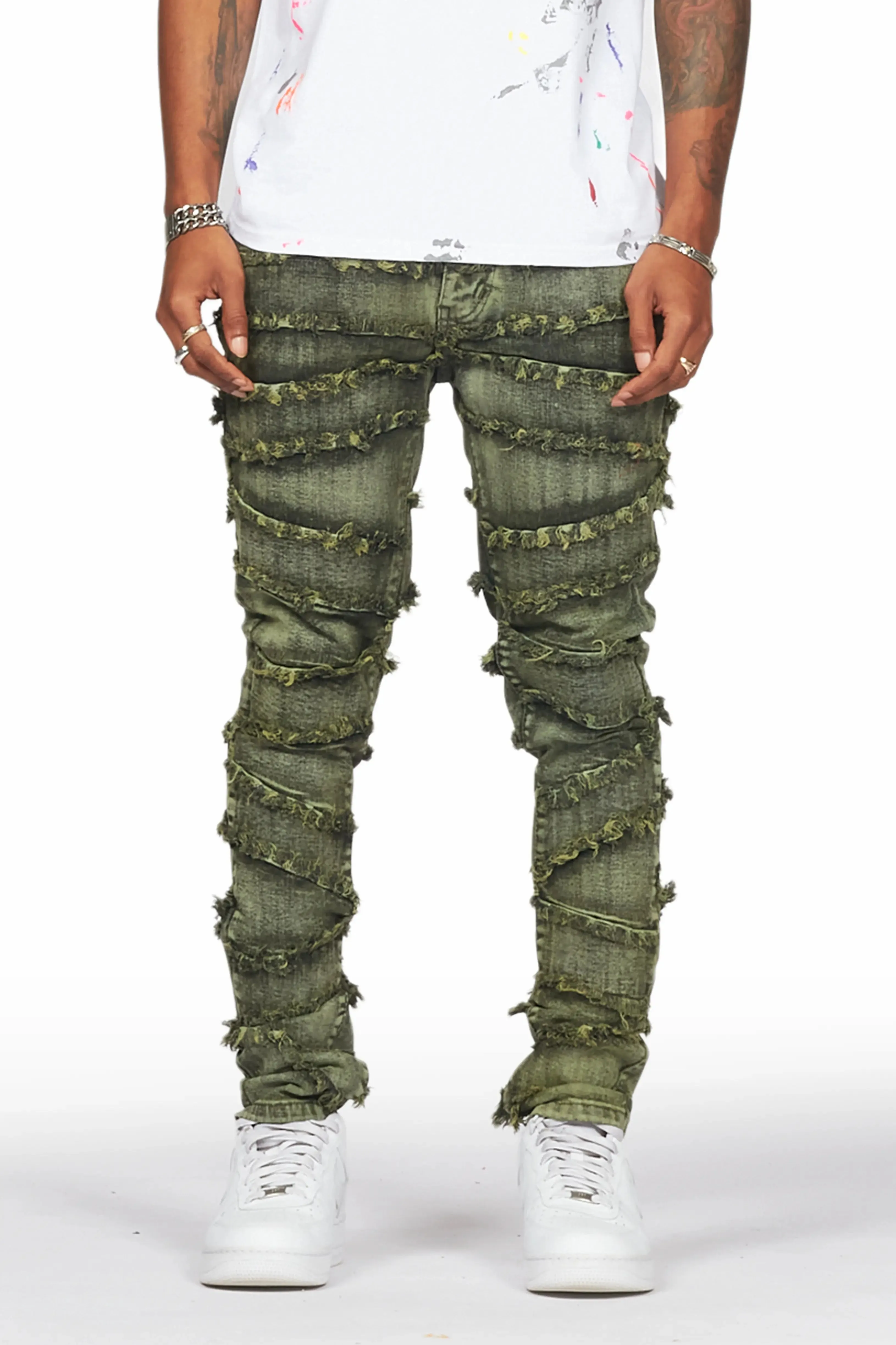 Ebrill Green Patchwork Skinny Fit Jean sold by Rockstar Original