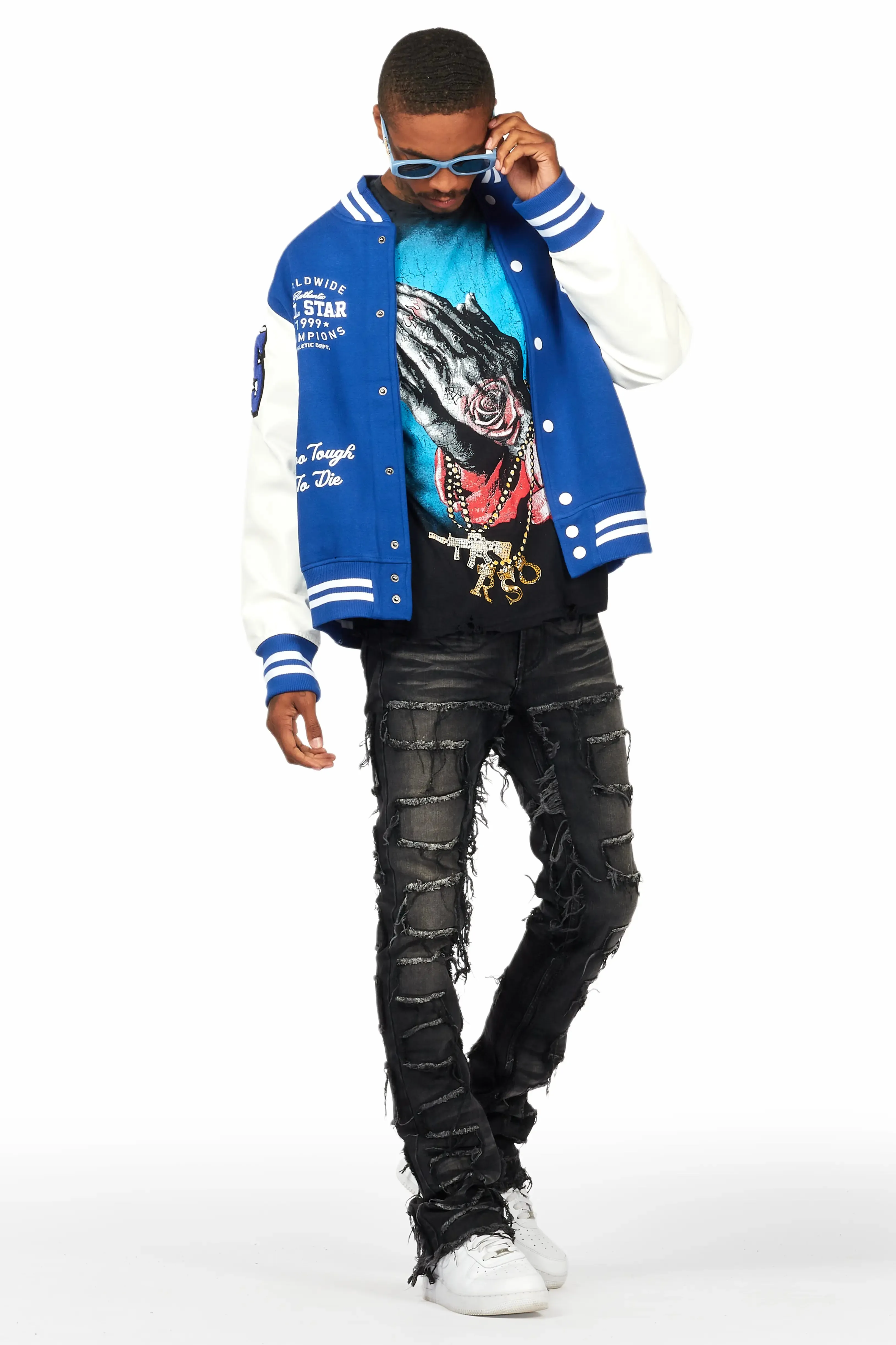 Tacey Royal Blue Varsity Jacket sold by Rockstar Original product image thumbnail 4