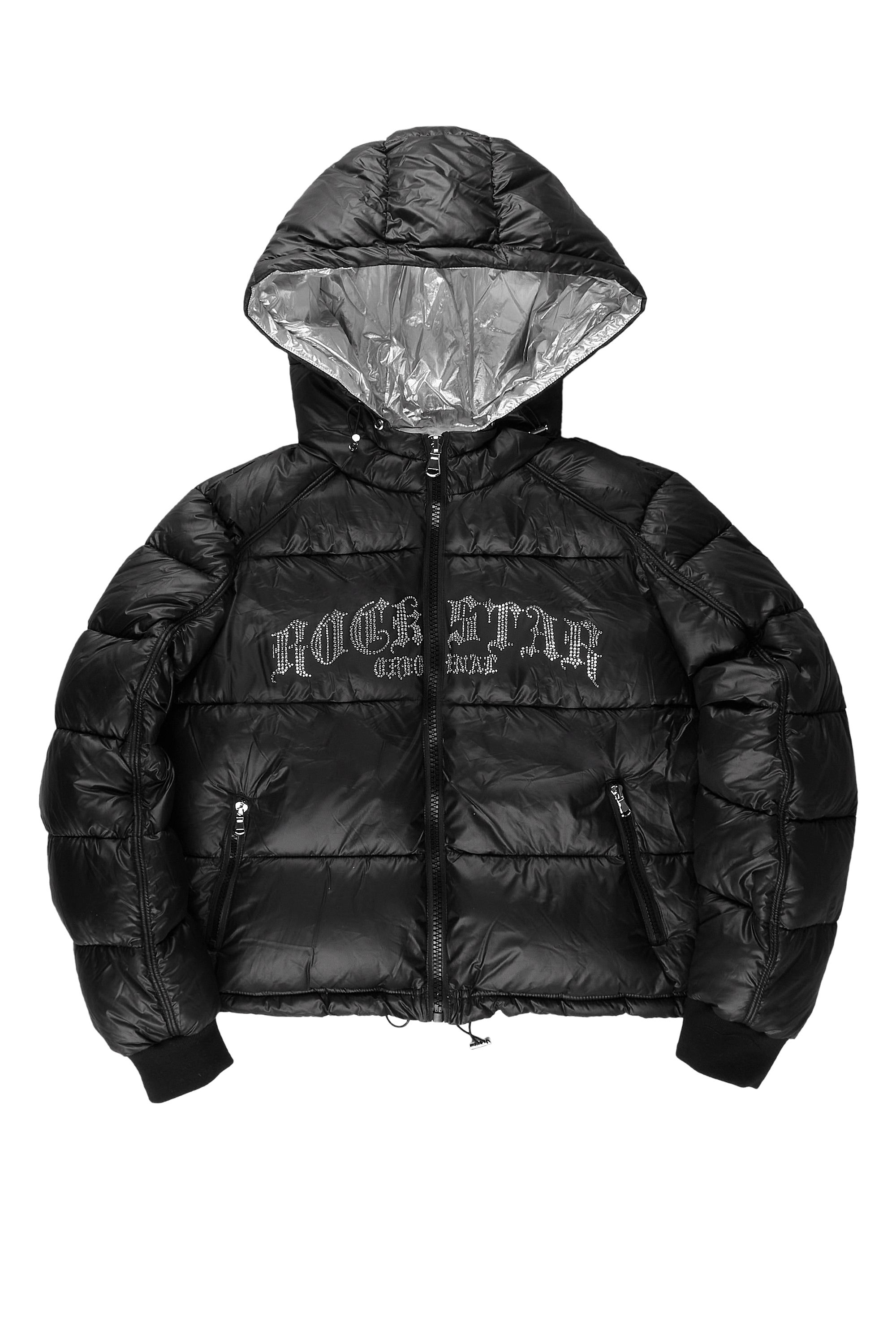 Rose Black Puffer Jacket sold by Rockstar Original product image thumbnail 2