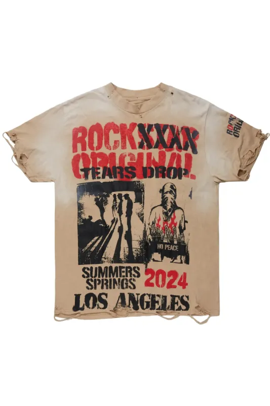 Kwency Beige Oversized T-Shirt sold by Rockstar Original
