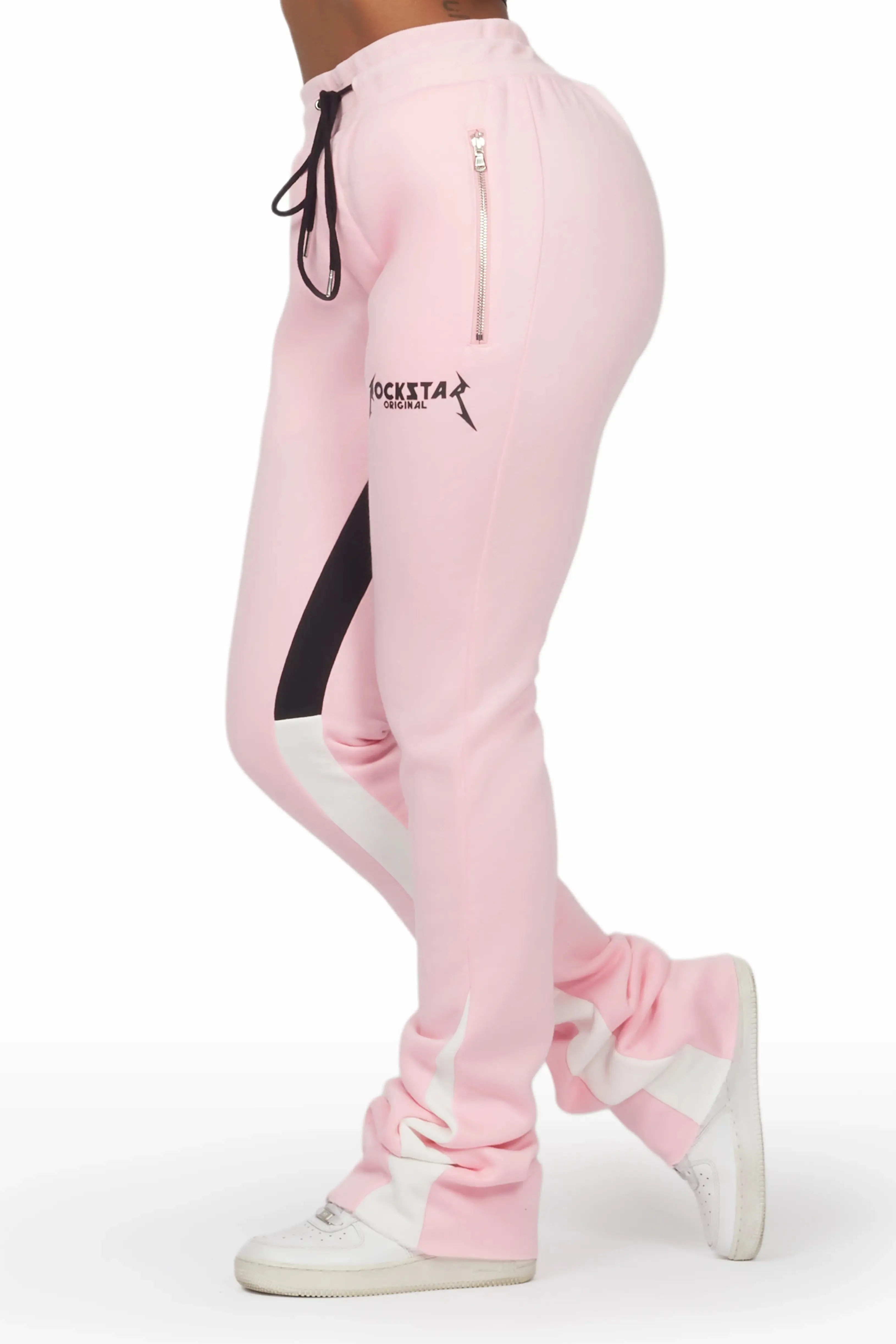 Emery Pink Stacked Flare Track Pant sold by Rockstar Original product image thumbnail 2