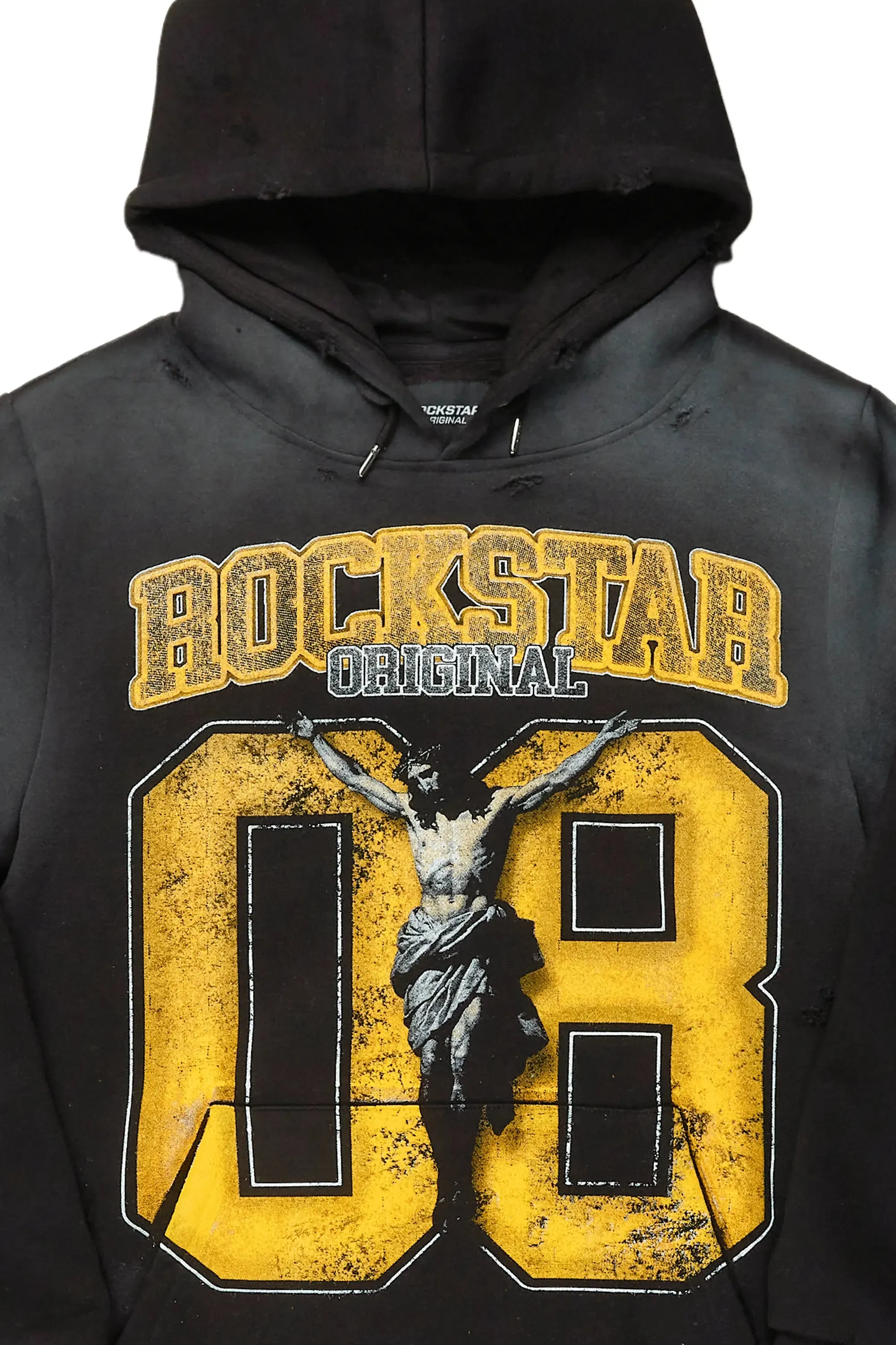 Fields Black/Yellow Distressed Graphic Hoodie sold by Rockstar Original product image thumbnail 5