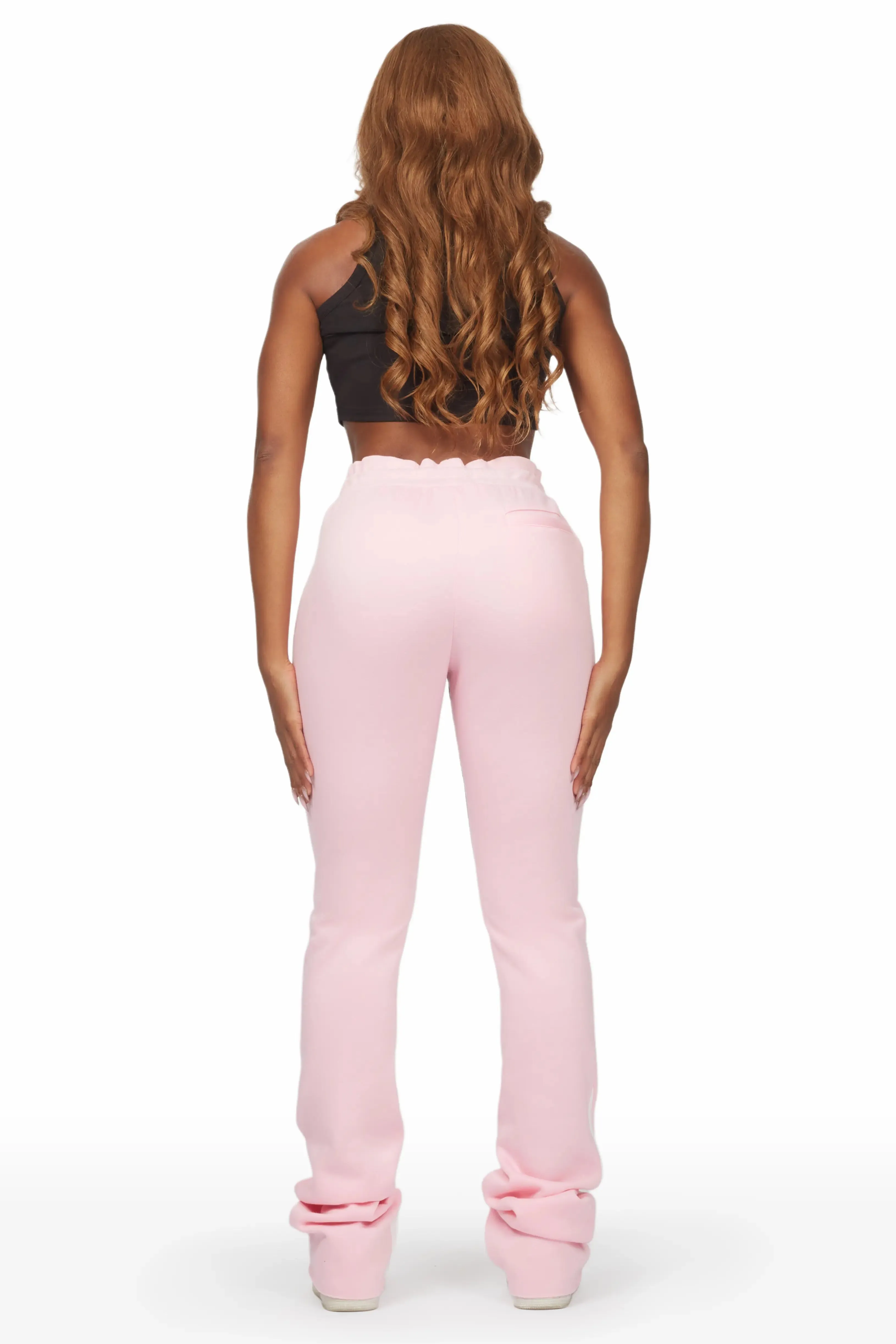 Emery Pink Stacked Flare Track Pant sold by Rockstar Original product image thumbnail 5