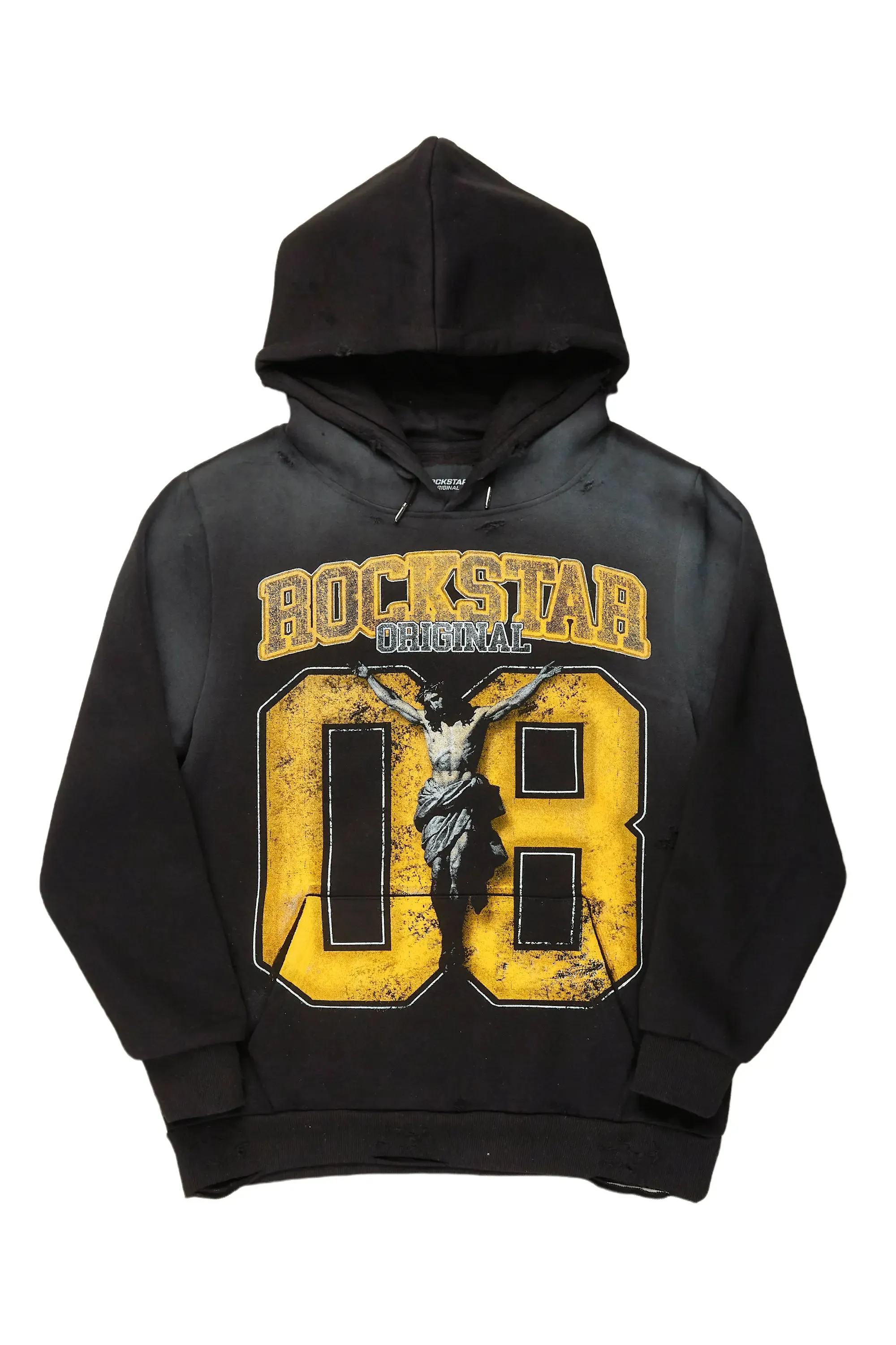 Fields Black/Yellow Distressed Graphic Hoodie sold by Rockstar Original