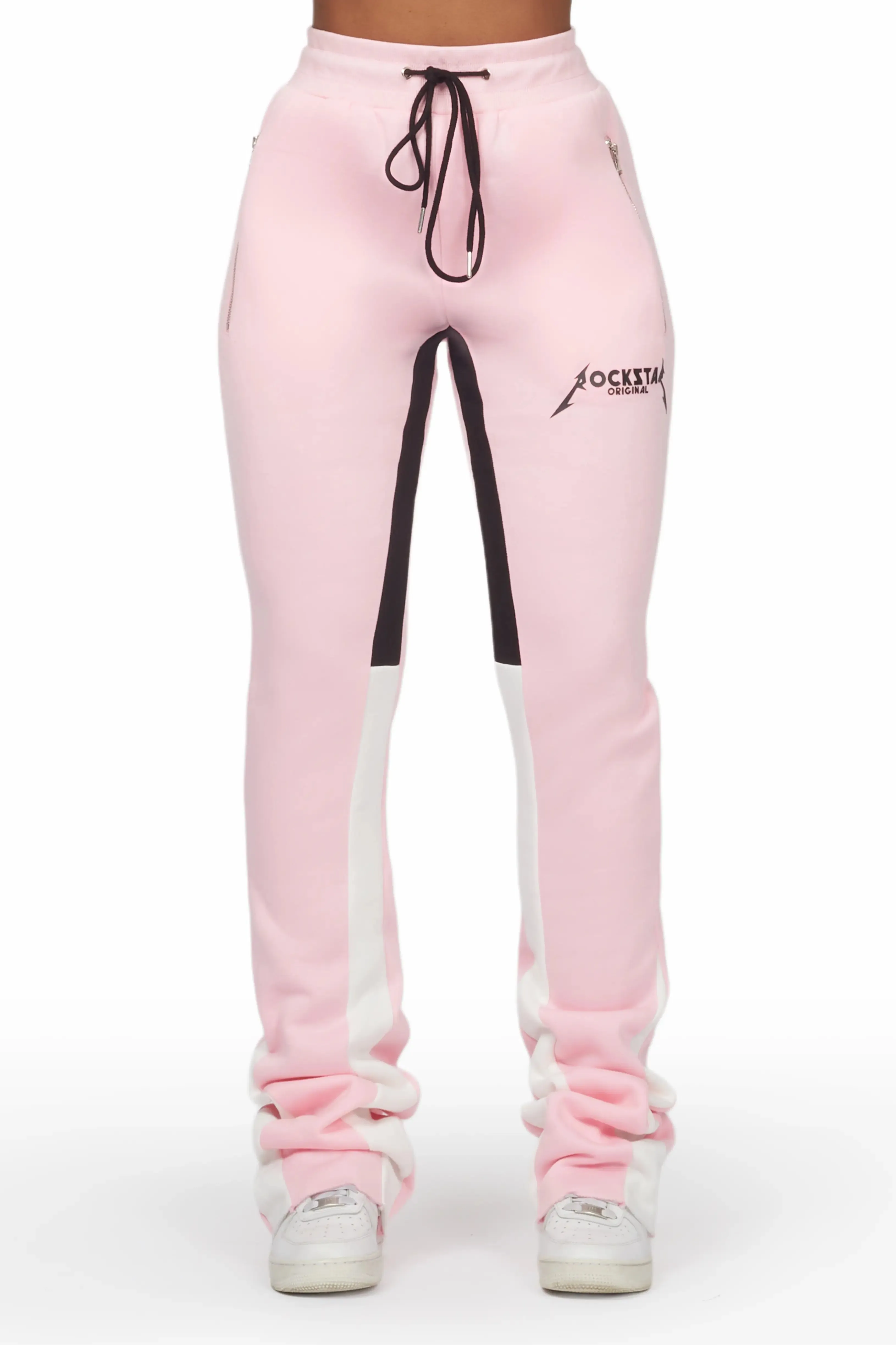 Emery Pink Stacked Flare Track Pant sold by Rockstar Original