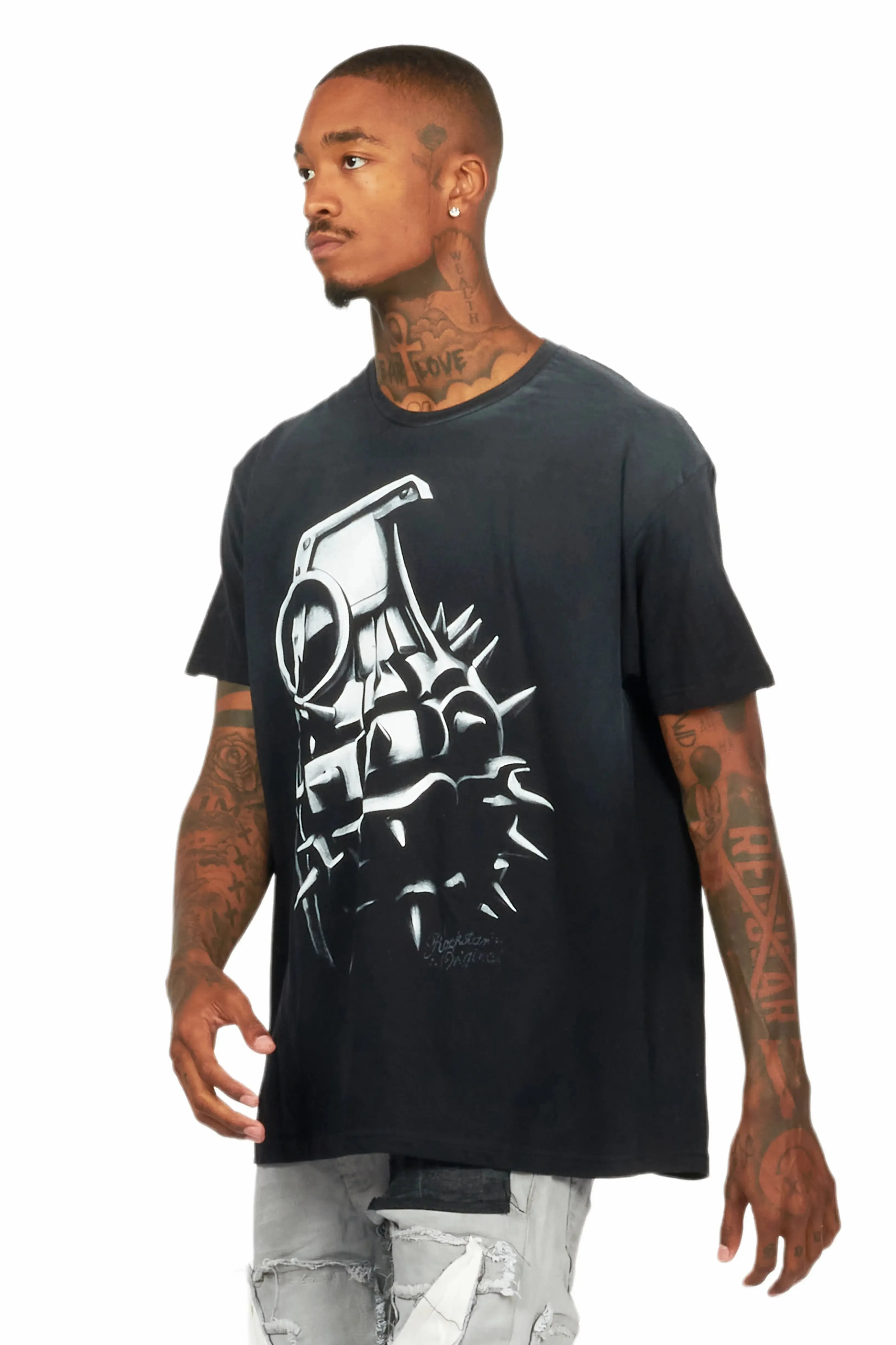 Mad Black Oversized Graphic T-Shirt sold by Rockstar Original product image thumbnail 5