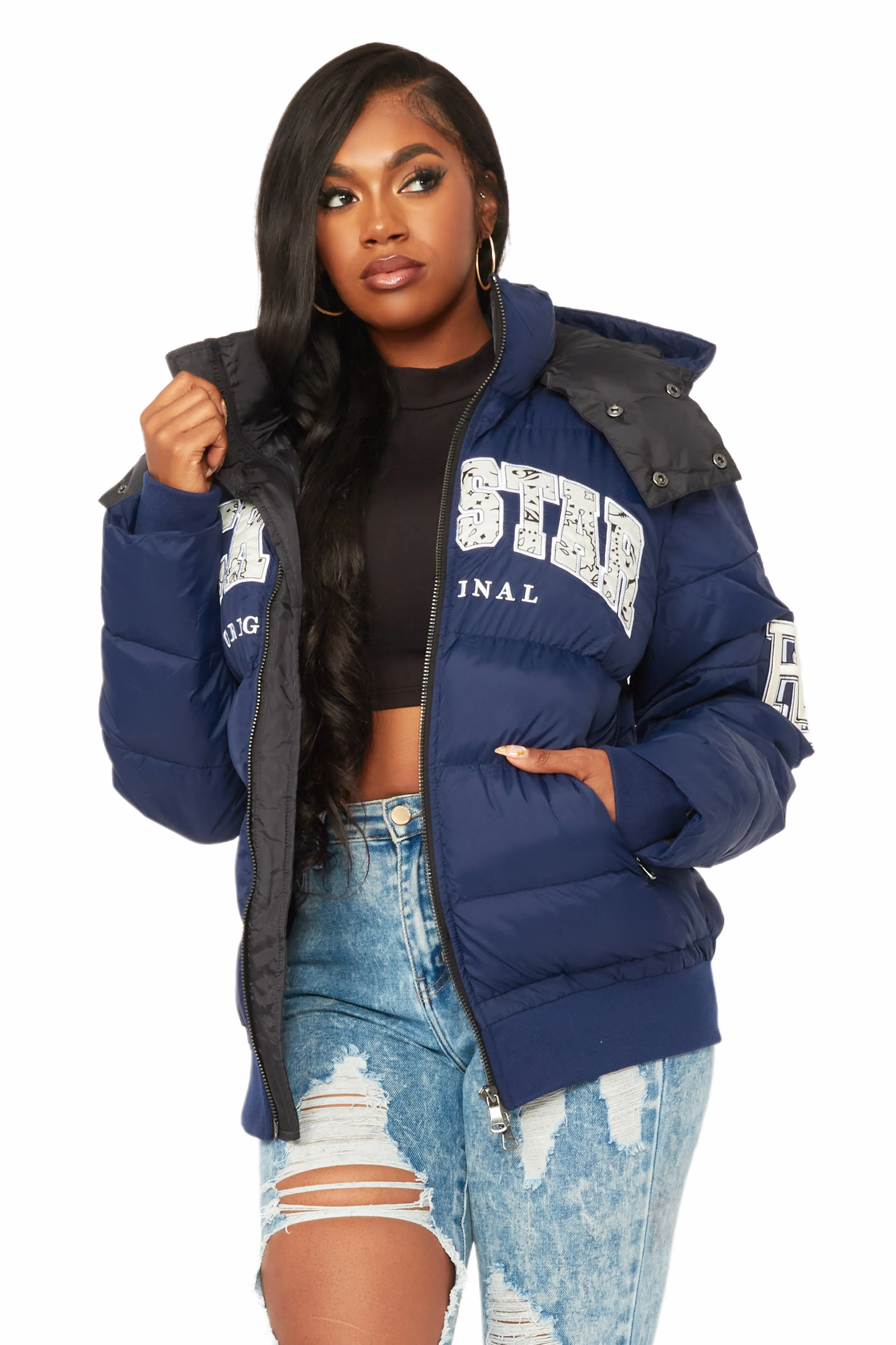 Latoya Navy Oversized Puffer Jacket sold by Rockstar Original product image thumbnail 4