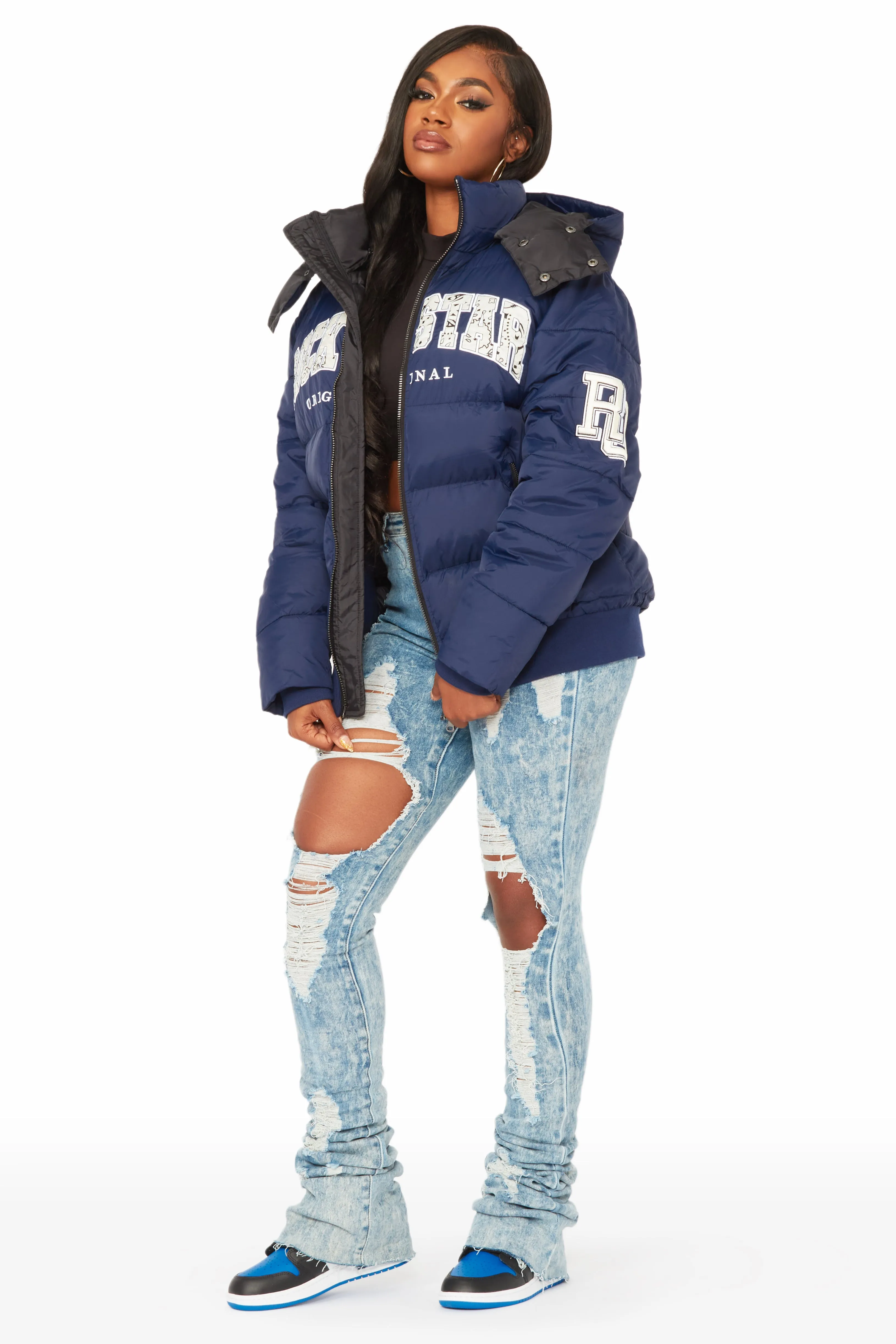 Latoya Navy Oversized Puffer Jacket sold by Rockstar Original product image thumbnail 2