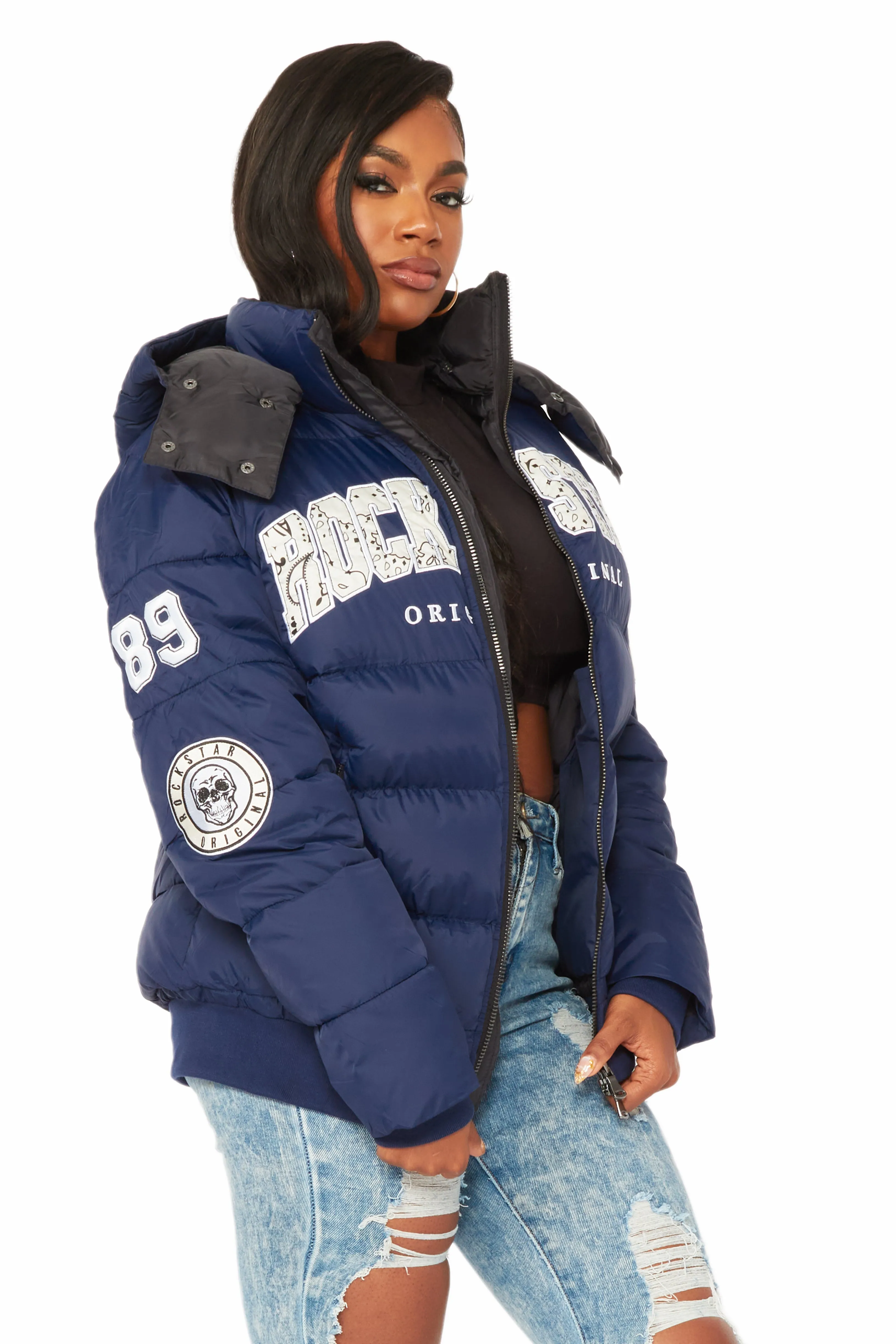Latoya Navy Oversized Puffer Jacket sold by Rockstar Original product image thumbnail 5