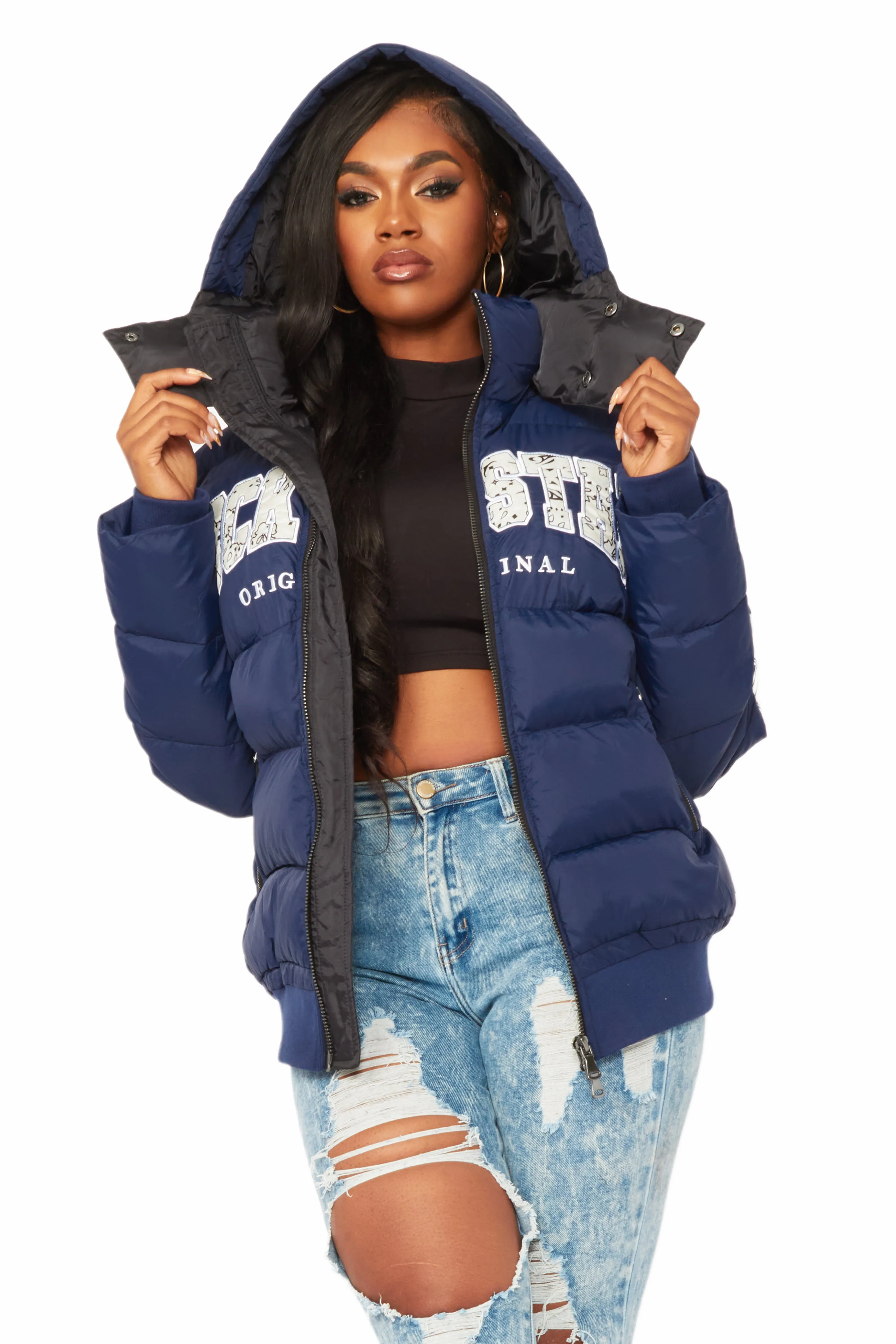 Latoya Navy Oversized Puffer Jacket sold by Rockstar Original product image thumbnail 3