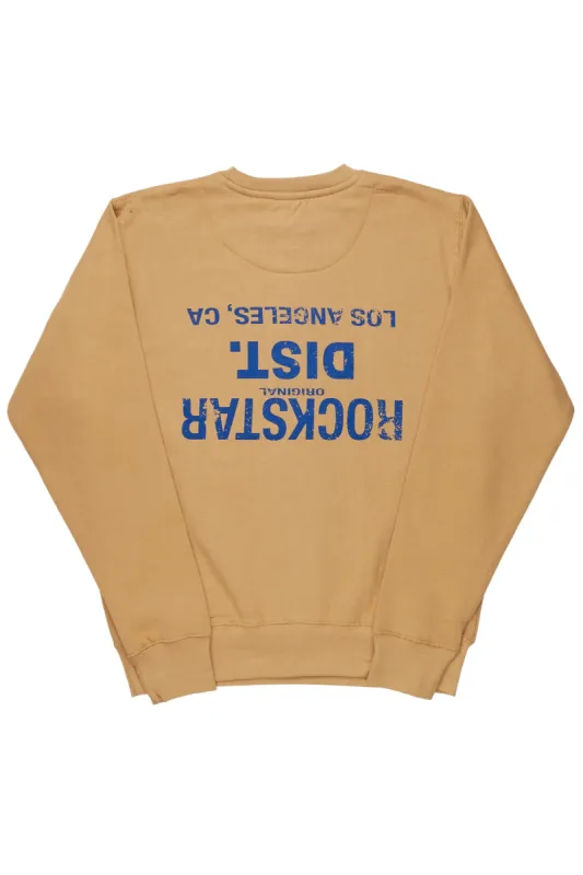 Dist. Town Beige/Blue Graphic Crewneck sold by Rockstar Original