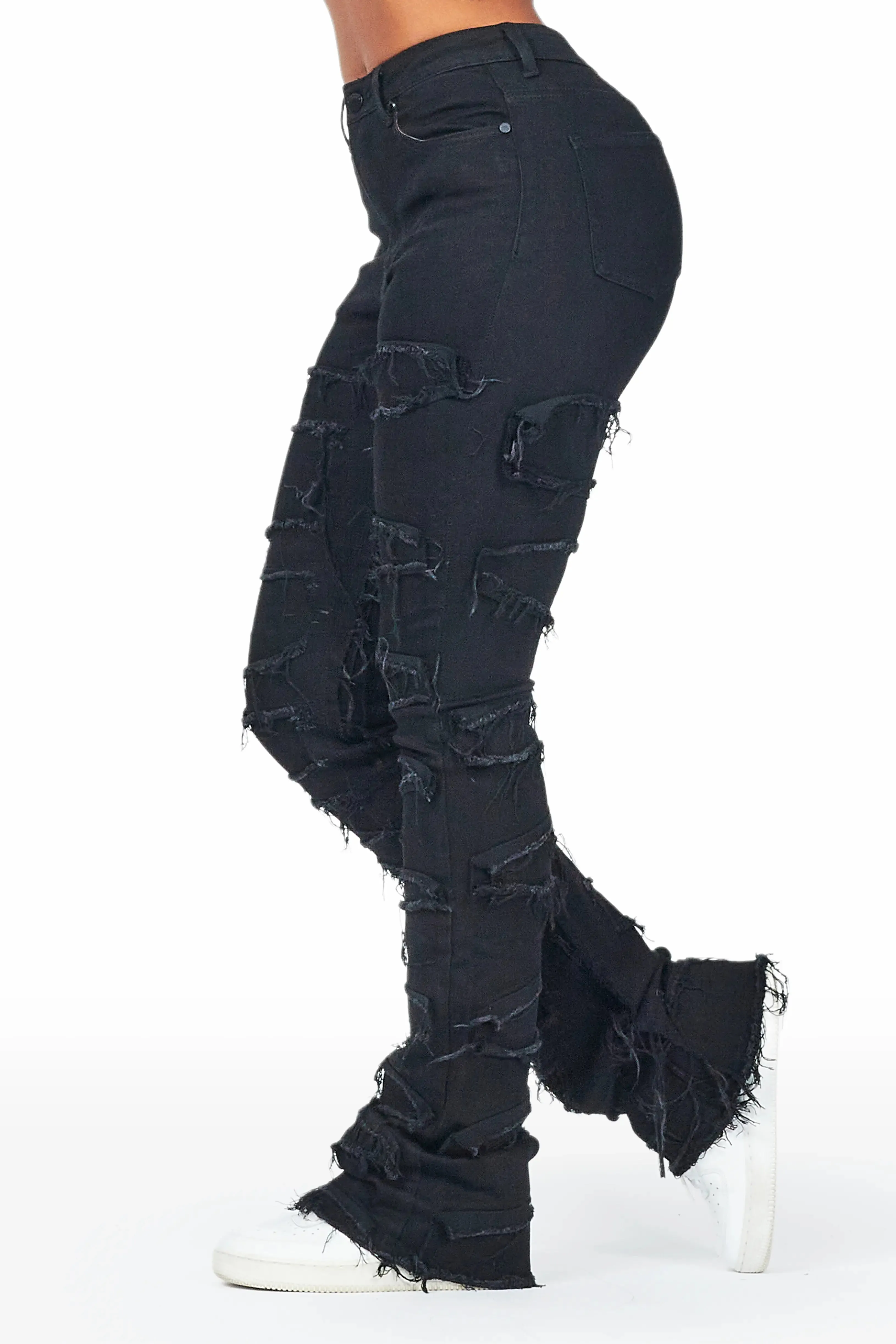 Zariyah Black Stacked Flare Jean sold by Rockstar Original product image thumbnail 2