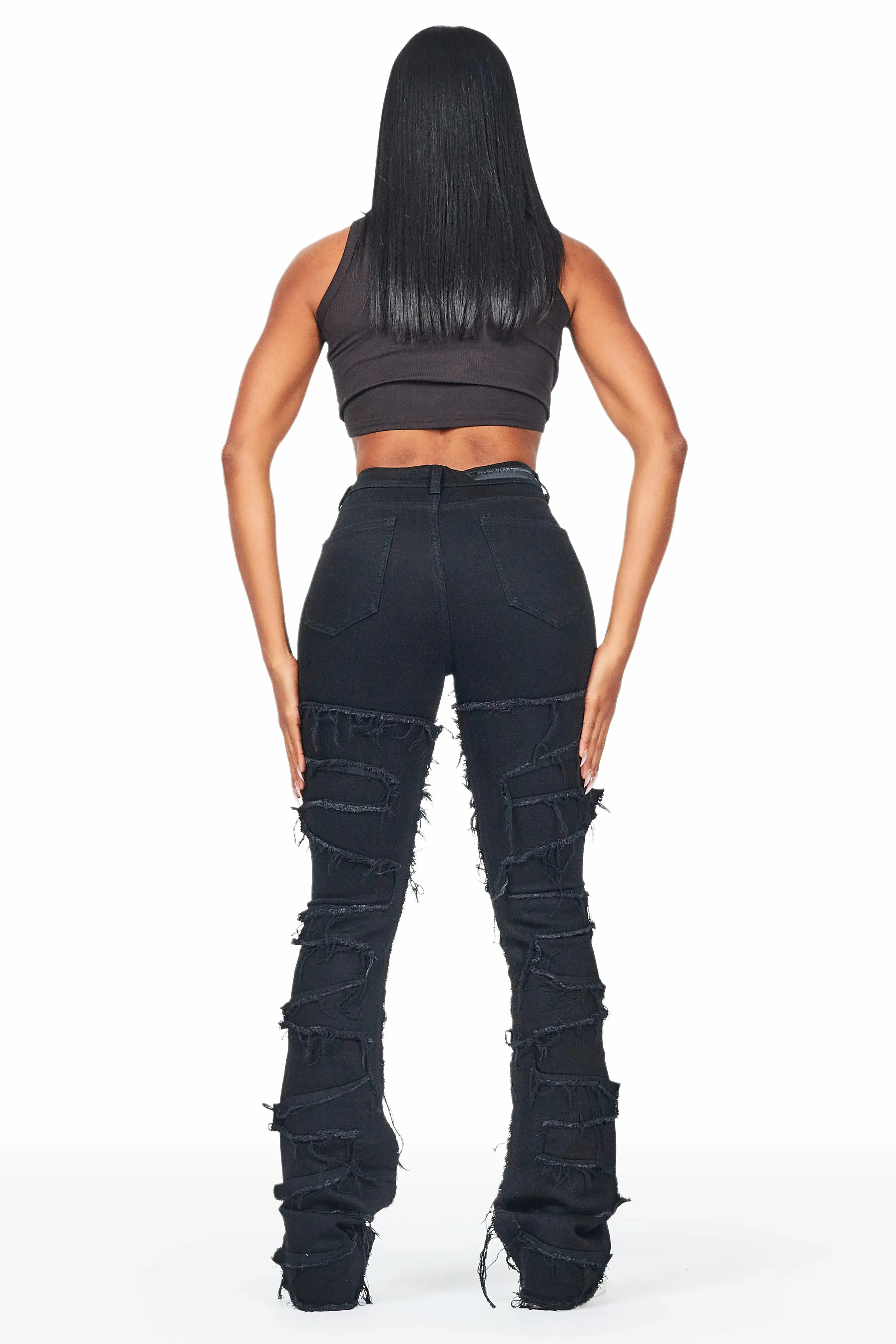Zariyah Black Stacked Flare Jean sold by Rockstar Original product image thumbnail 5